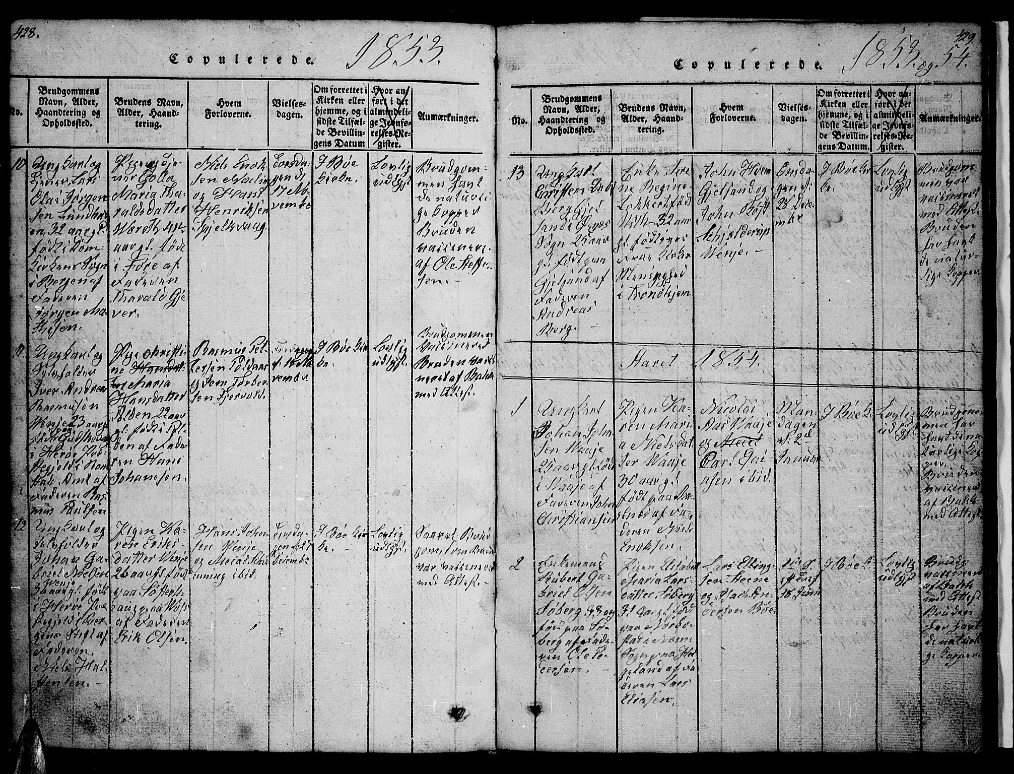 Ministerialprotokoller, klokkerbøker og fødselsregistre - Nordland, AV/SAT-A-1459/891/L1312: Parish register (copy) no. 891C01, 1820-1856, p. 428-429