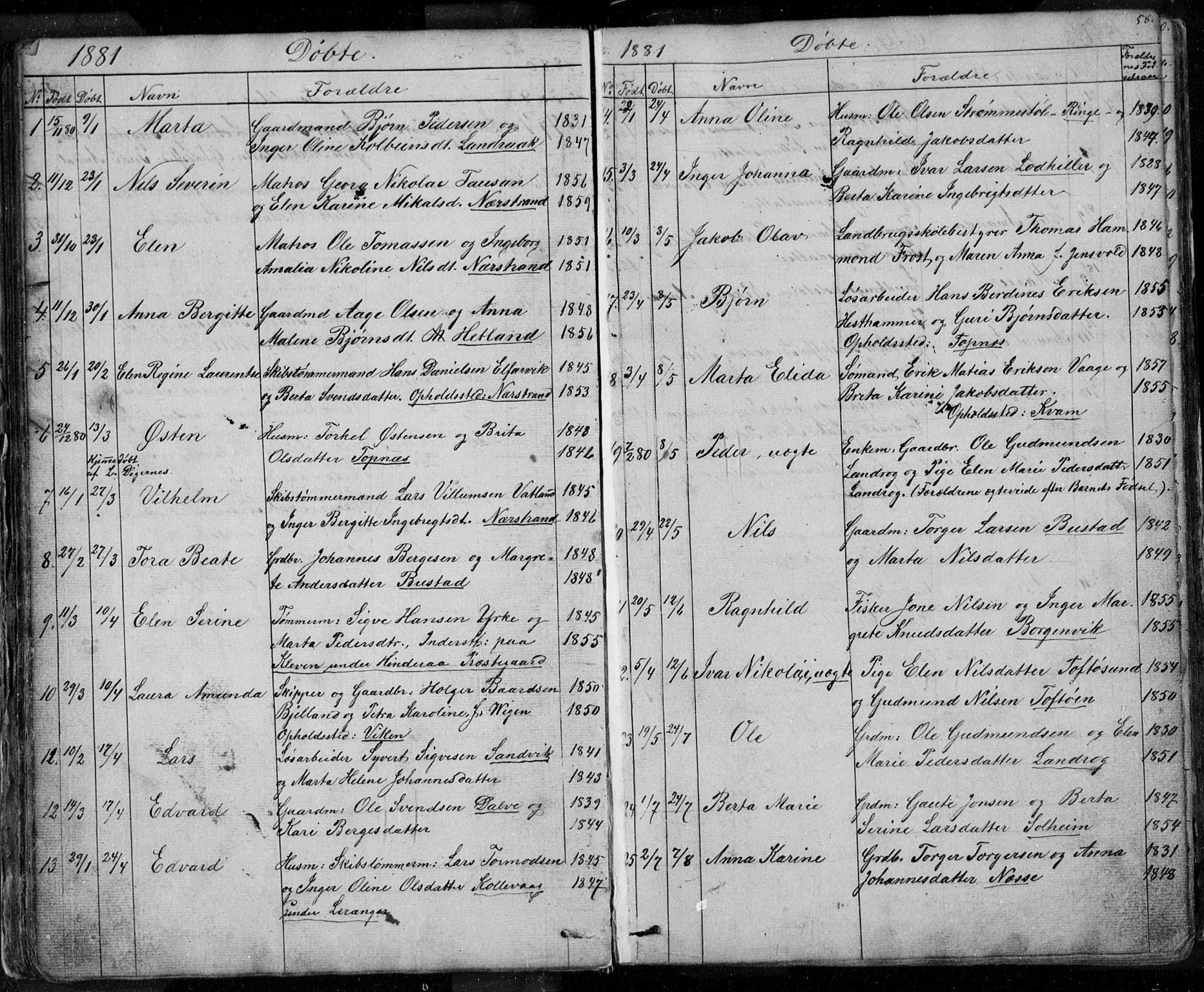 Nedstrand sokneprestkontor, SAST/A-101841/01/V: Parish register (copy) no. B 3, 1848-1933, p. 58