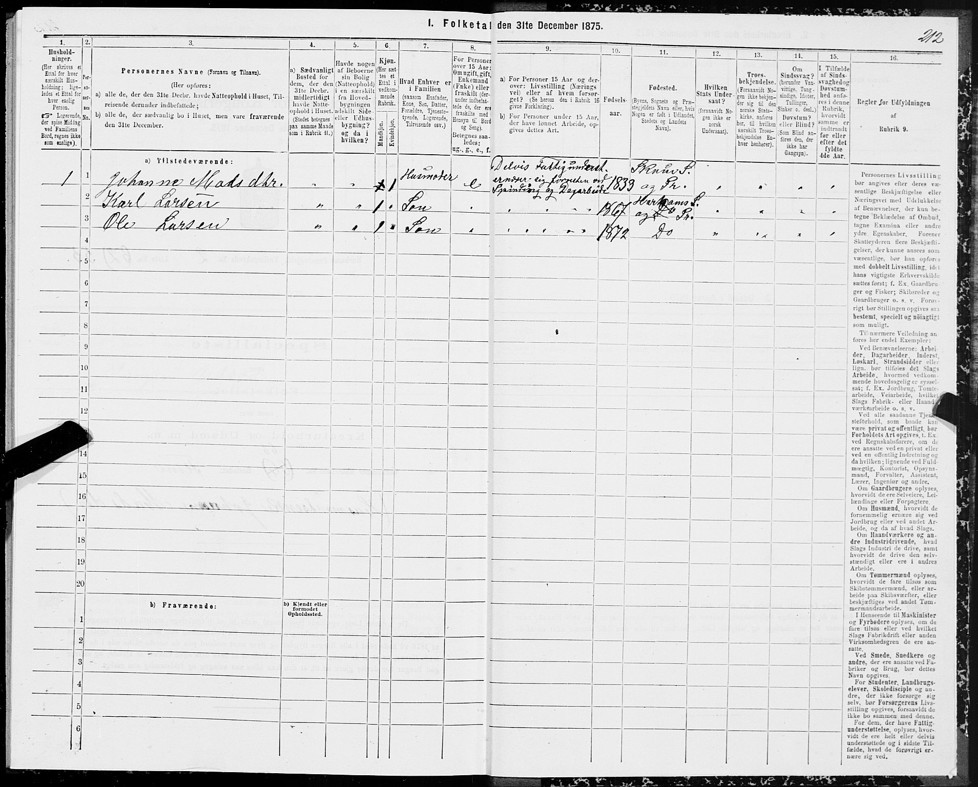 SAT, 1875 census for 1534P Haram, 1875, p. 1212