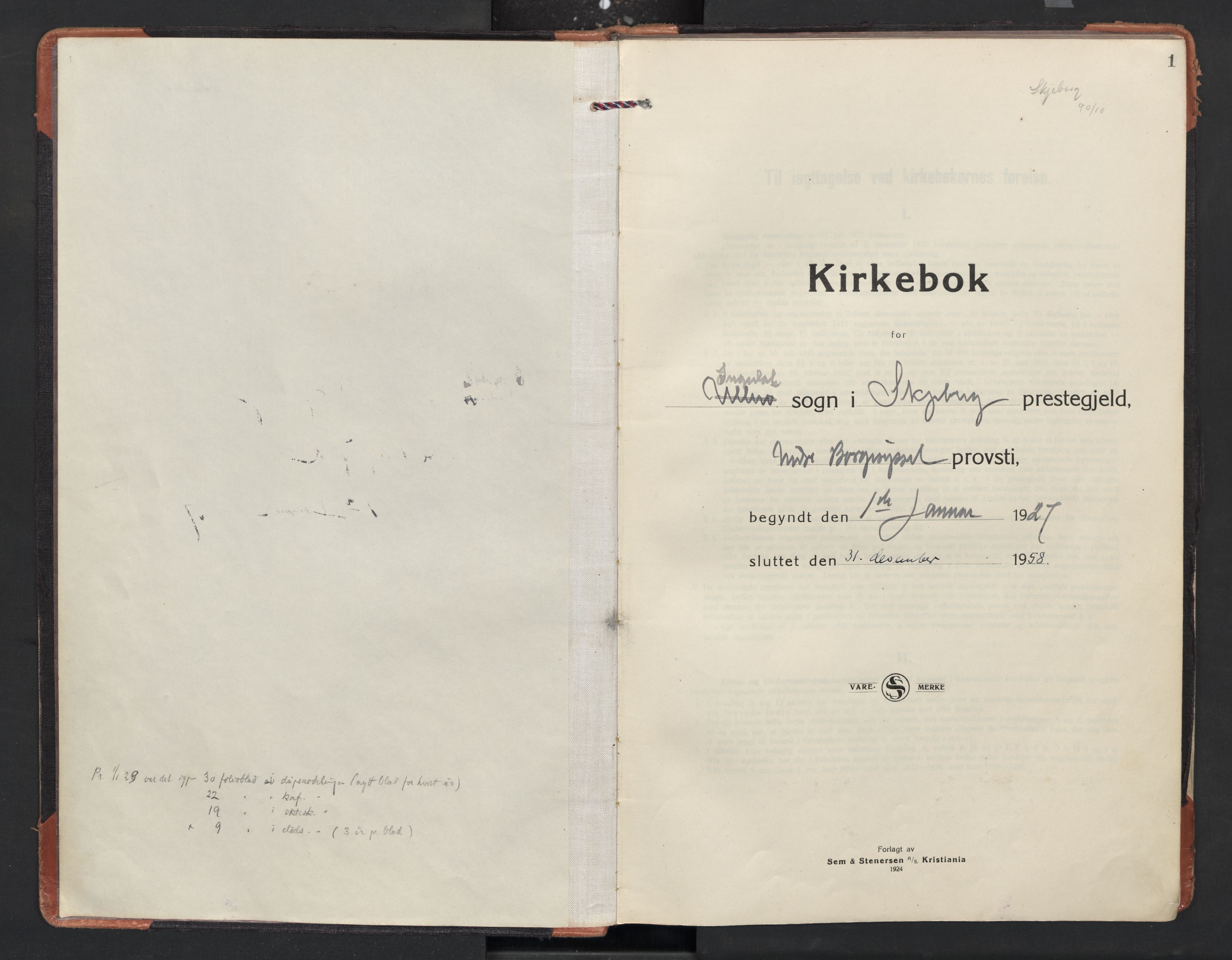 Skjeberg prestekontor Kirkebøker, SAO/A-10923/F/Fc/L0004: Parish register (official) no. III 4, 1927-1958, p. 1