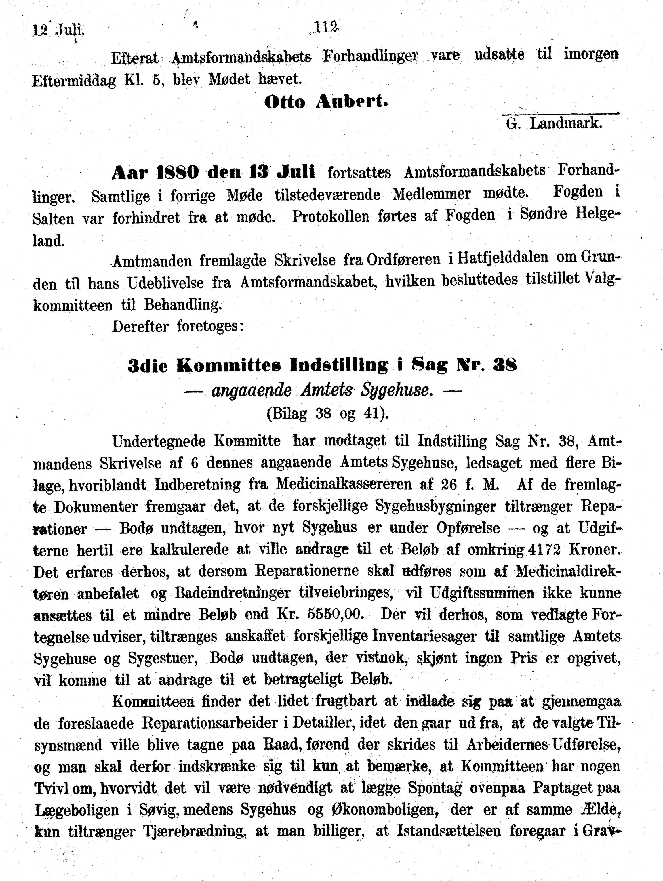 Nordland Fylkeskommune. Fylkestinget, AIN/NFK-17/176/A/Ac/L0010: Fylkestingsforhandlinger 1874-1880, 1874-1880, p. 112