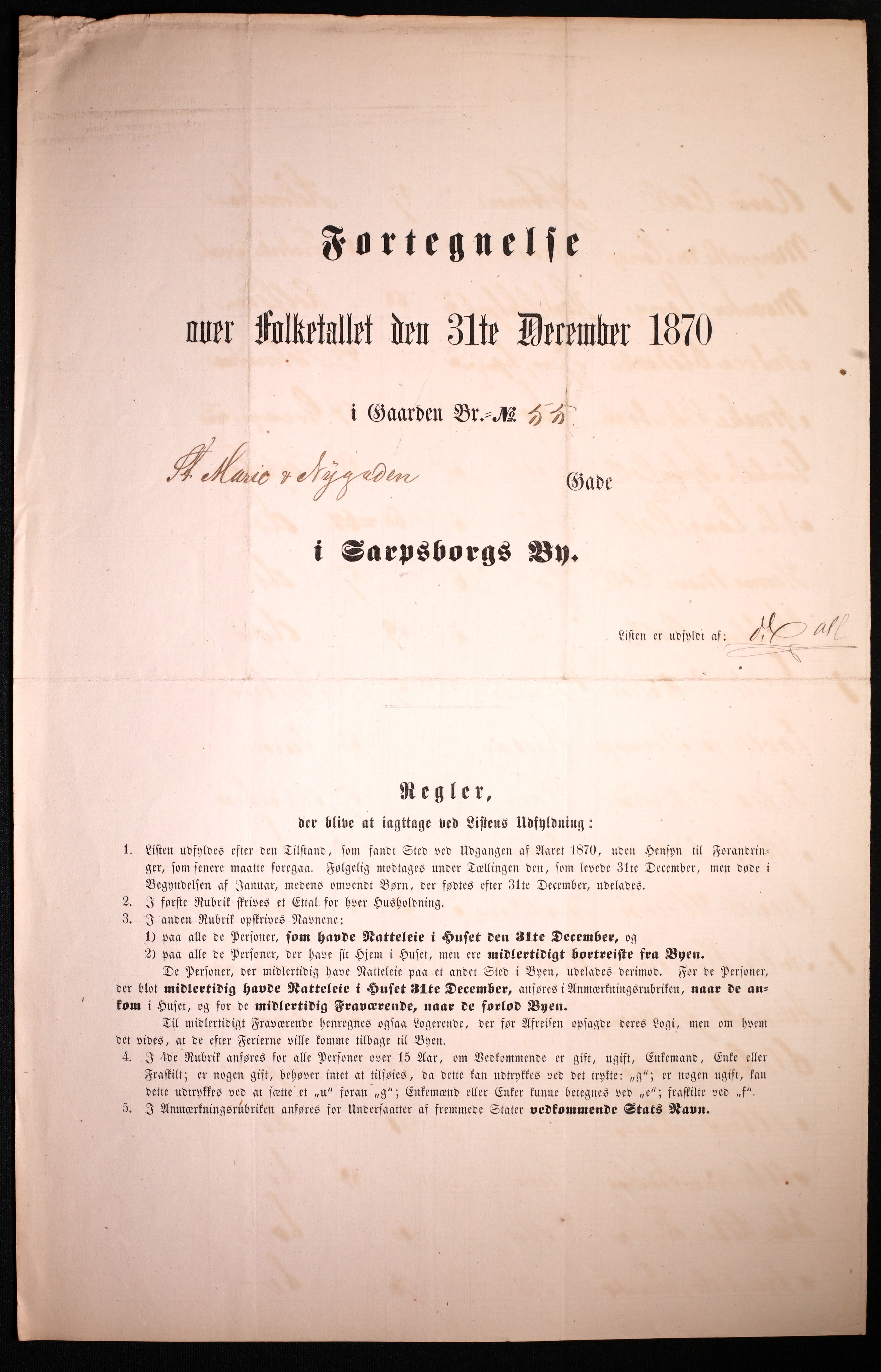 RA, 1870 census for 0102 Sarpsborg, 1870, p. 383