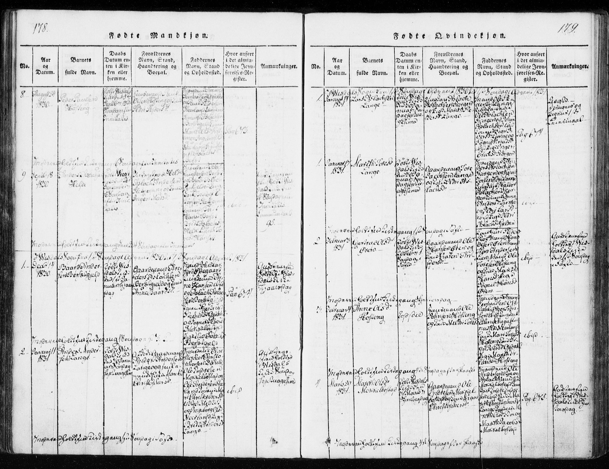 Ministerialprotokoller, klokkerbøker og fødselsregistre - Møre og Romsdal, AV/SAT-A-1454/551/L0623: Parish register (official) no. 551A03, 1818-1831, p. 178-179