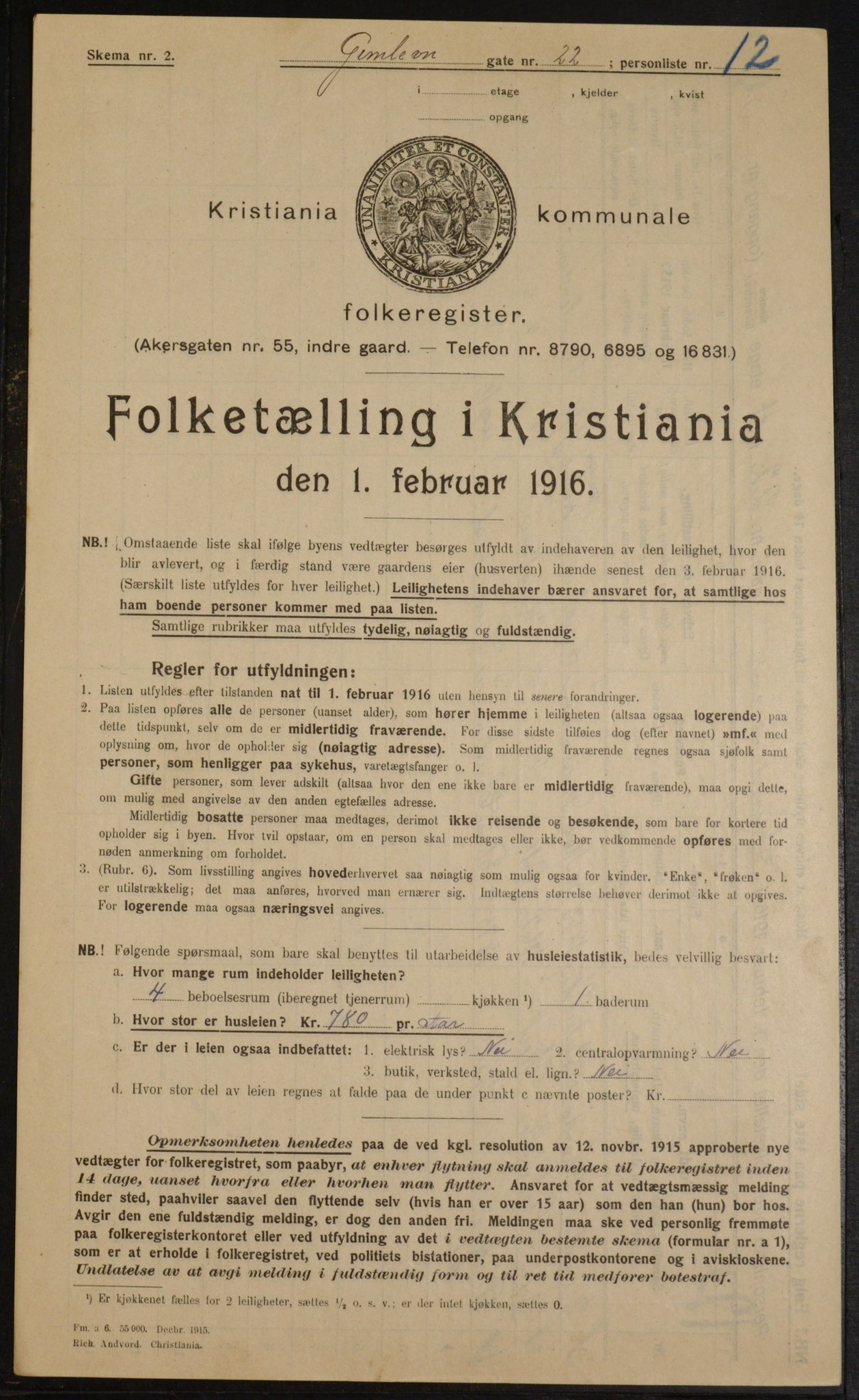 OBA, Municipal Census 1916 for Kristiania, 1916, p. 29864