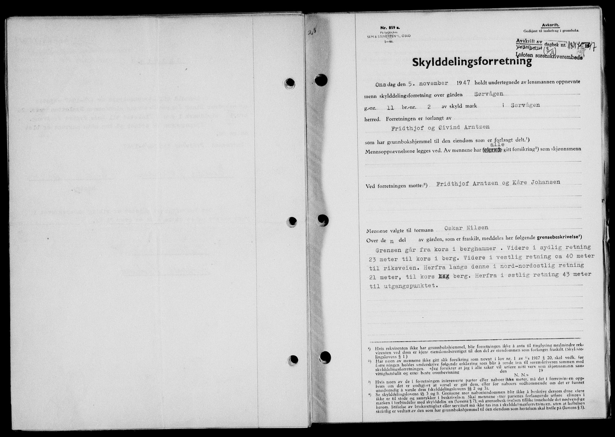 Lofoten sorenskriveri, SAT/A-0017/1/2/2C/L0017a: Mortgage book no. 17a, 1947-1948, Diary no: : 1897/1947