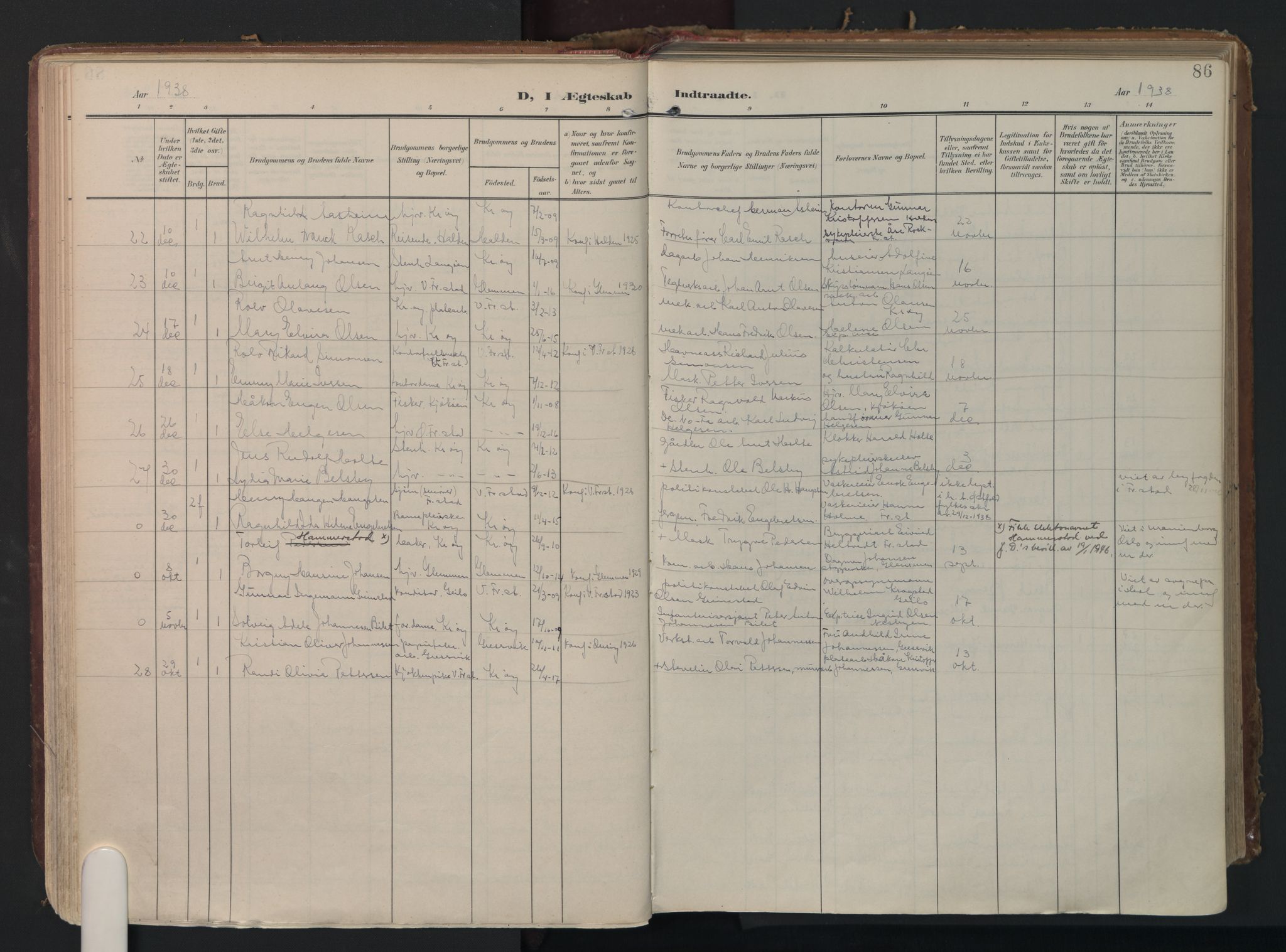 Kråkerøy prestekontor Kirkebøker, AV/SAO-A-10912/F/Fa/L0004: Parish register (official) no. 4, 1908-1965, p. 86