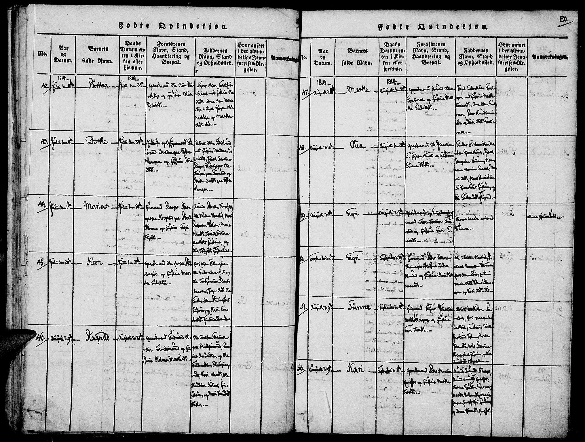 Vinger prestekontor, AV/SAH-PREST-024/H/Ha/Haa/L0006: Parish register (official) no. 6, 1814-1825, p. 19-20