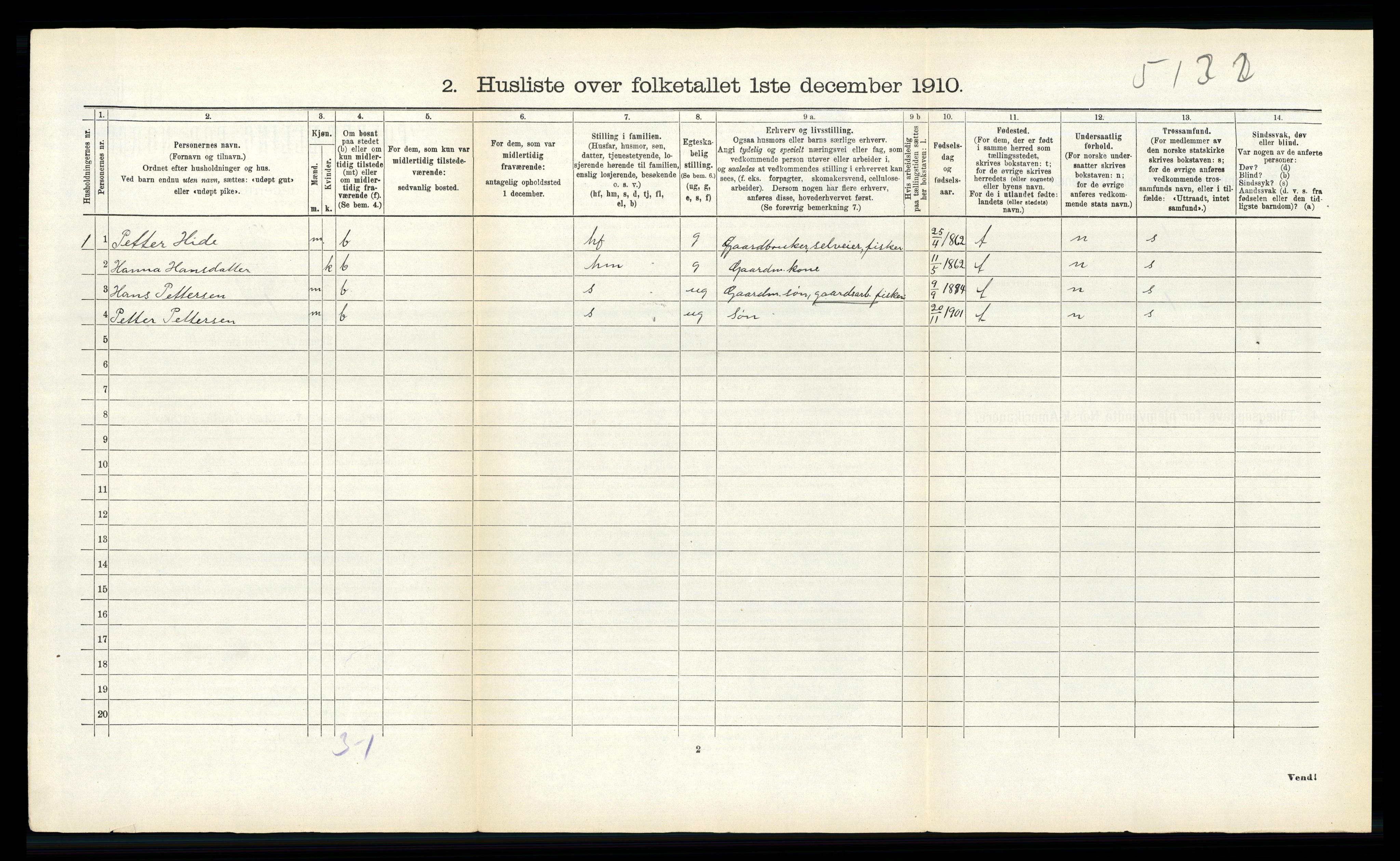 RA, 1910 census for Sande, 1910, p. 49