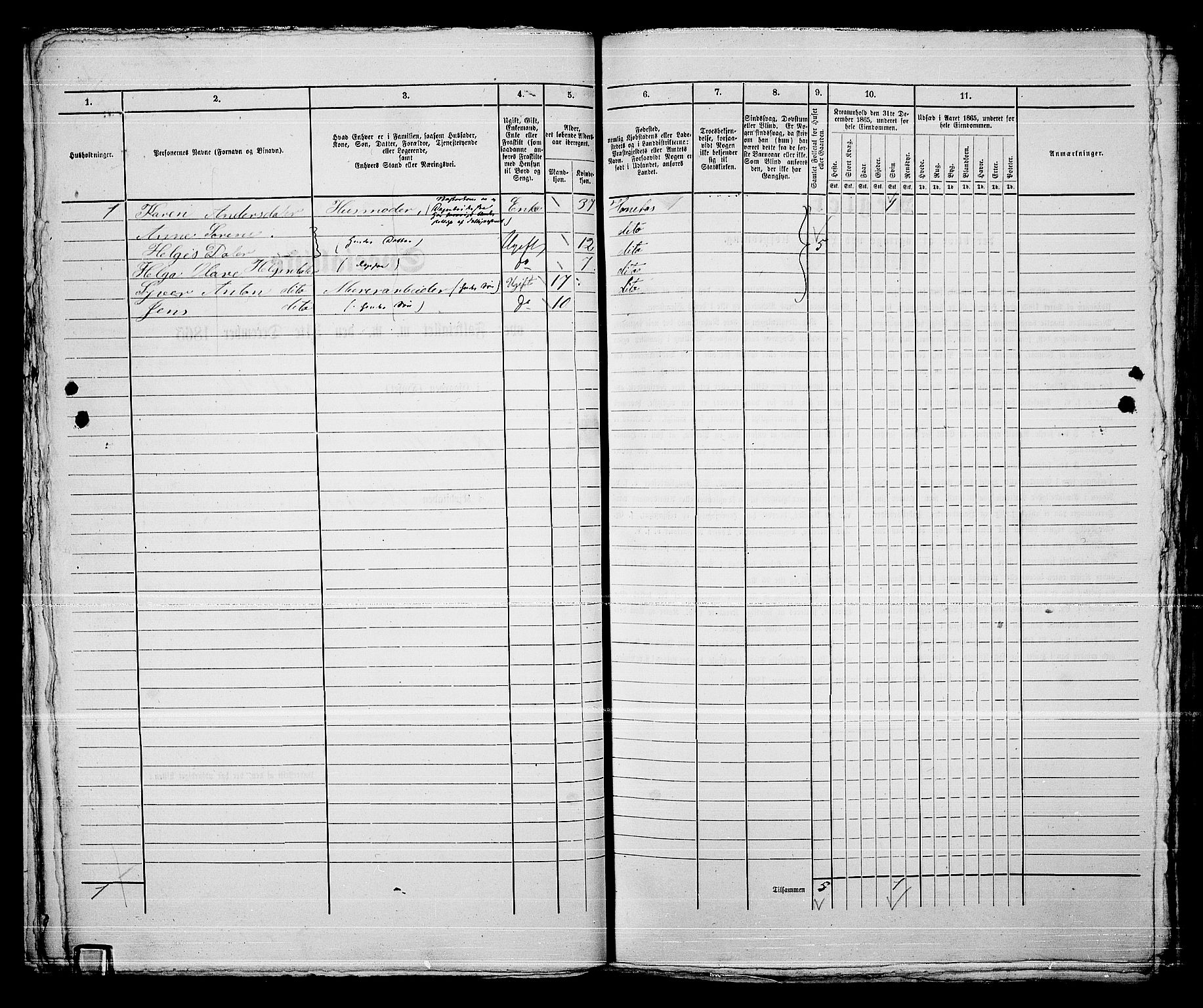 RA, 1865 census for Norderhov/Hønefoss, 1865, p. 105