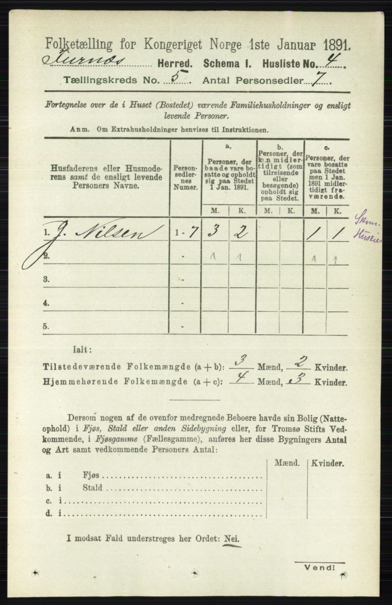 RA, Census 1891 for 0413 Furnes herred, 1891, p. 3002