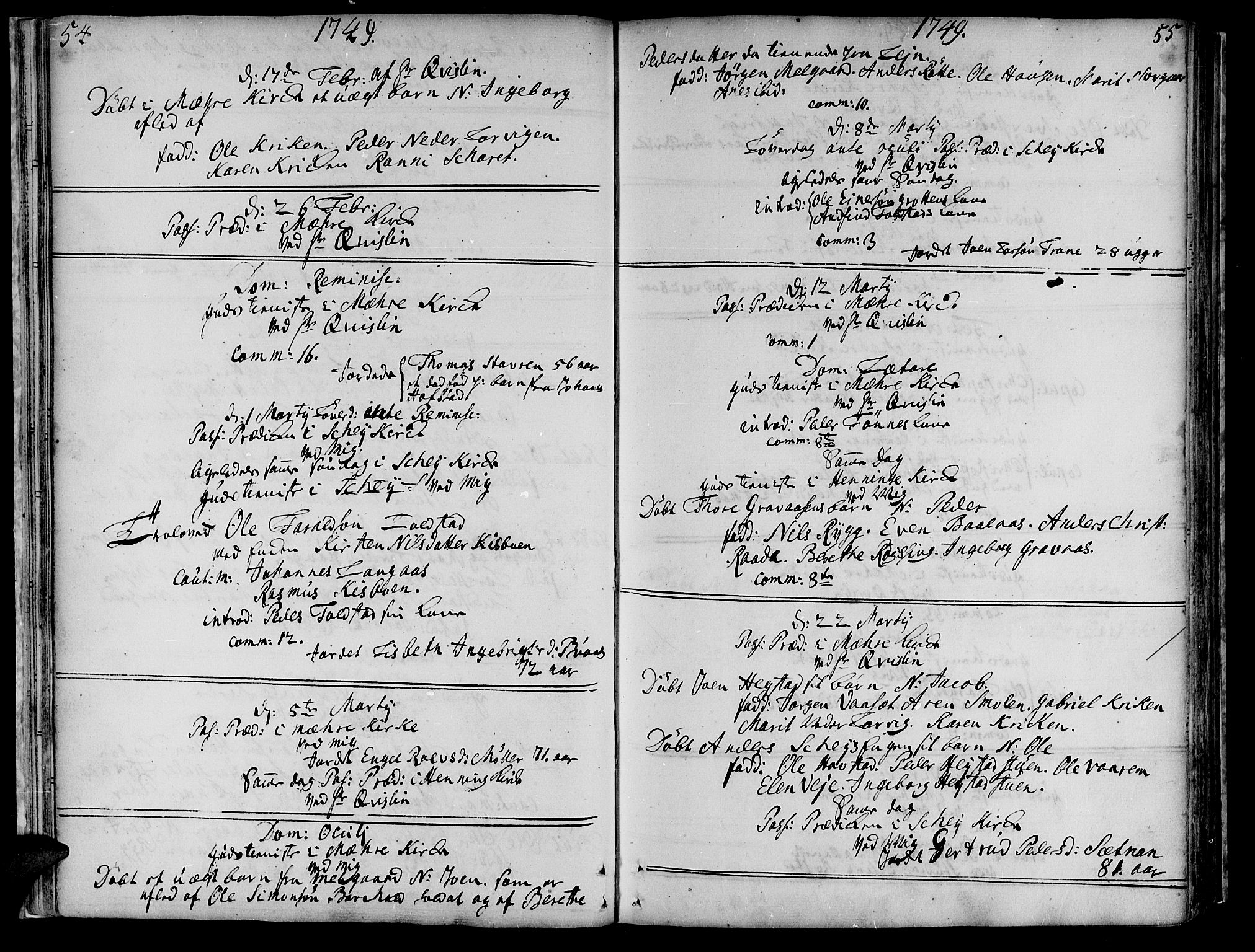 Ministerialprotokoller, klokkerbøker og fødselsregistre - Nord-Trøndelag, AV/SAT-A-1458/735/L0330: Parish register (official) no. 735A01, 1740-1766, p. 54-55