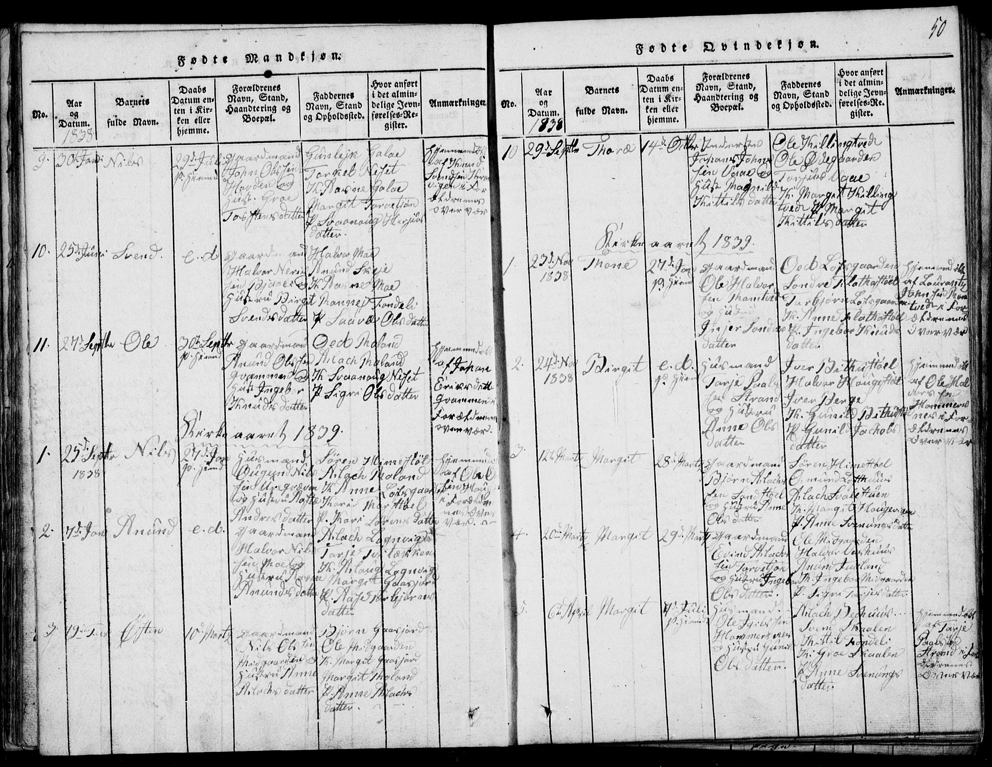 Rauland kirkebøker, AV/SAKO-A-292/G/Ga/L0001: Parish register (copy) no. I 1, 1814-1843, p. 50