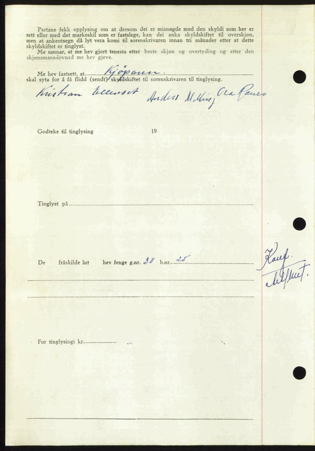 Nordmøre sorenskriveri, AV/SAT-A-4132/1/2/2Ca: Mortgage book no. A114, 1950-1950, Diary no: : 595/1950