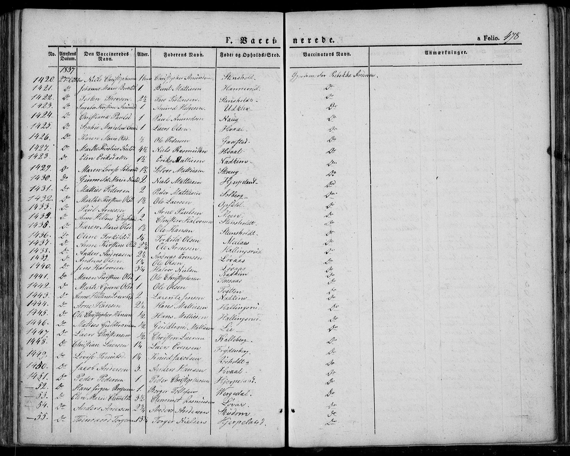 Lardal kirkebøker, SAKO/A-350/F/Fa/L0006: Parish register (official) no. I 6, 1835-1860, p. 478