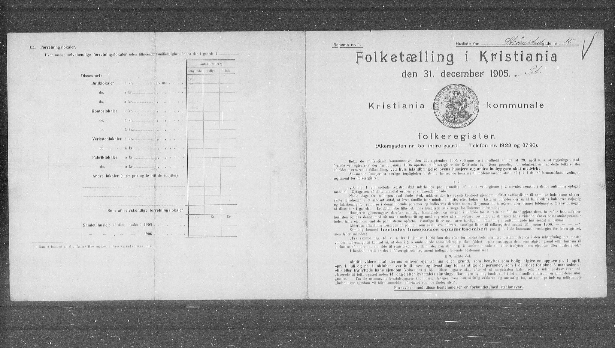 OBA, Municipal Census 1905 for Kristiania, 1905, p. 54378