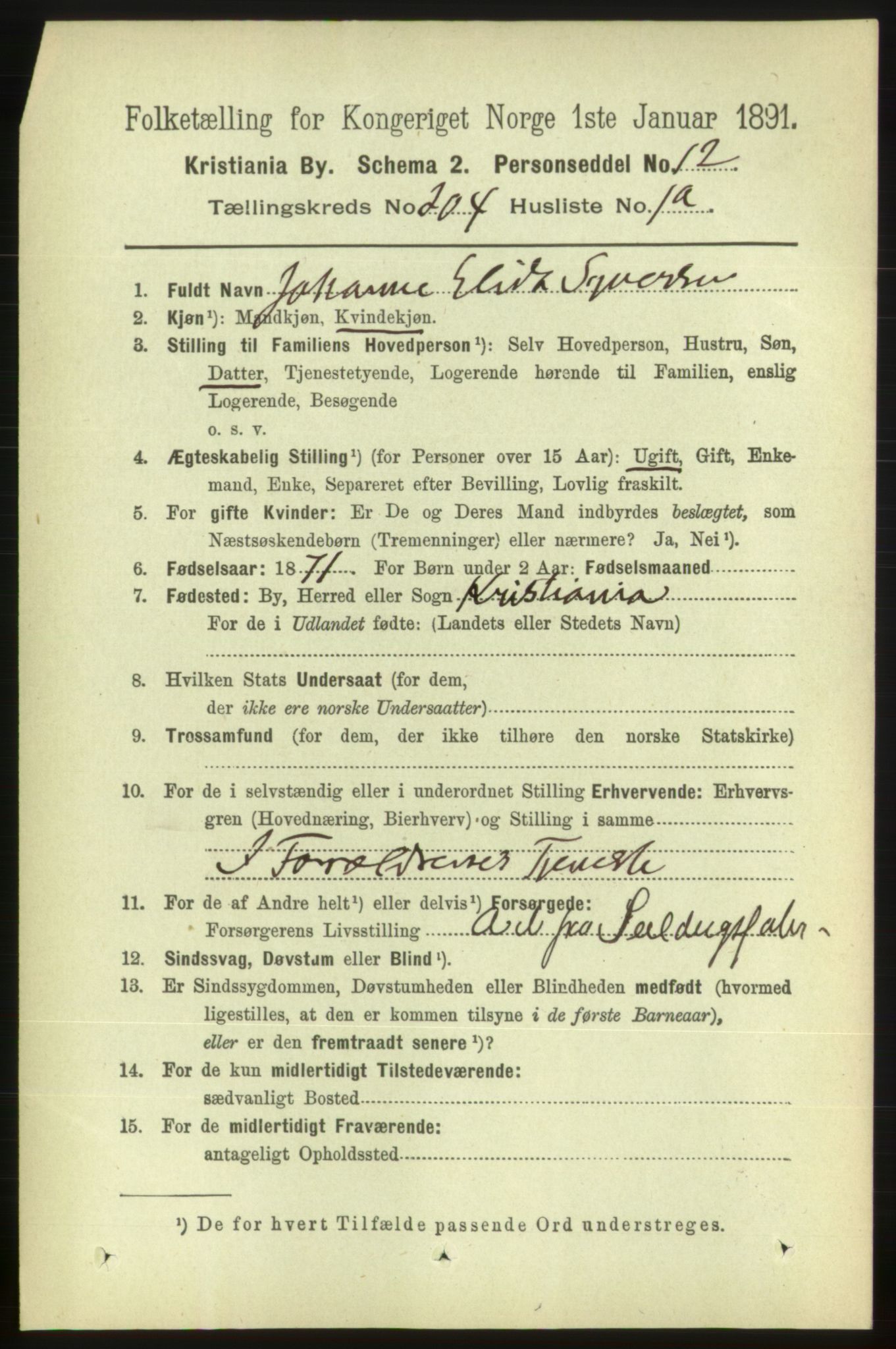 RA, 1891 census for 0301 Kristiania, 1891, p. 122917