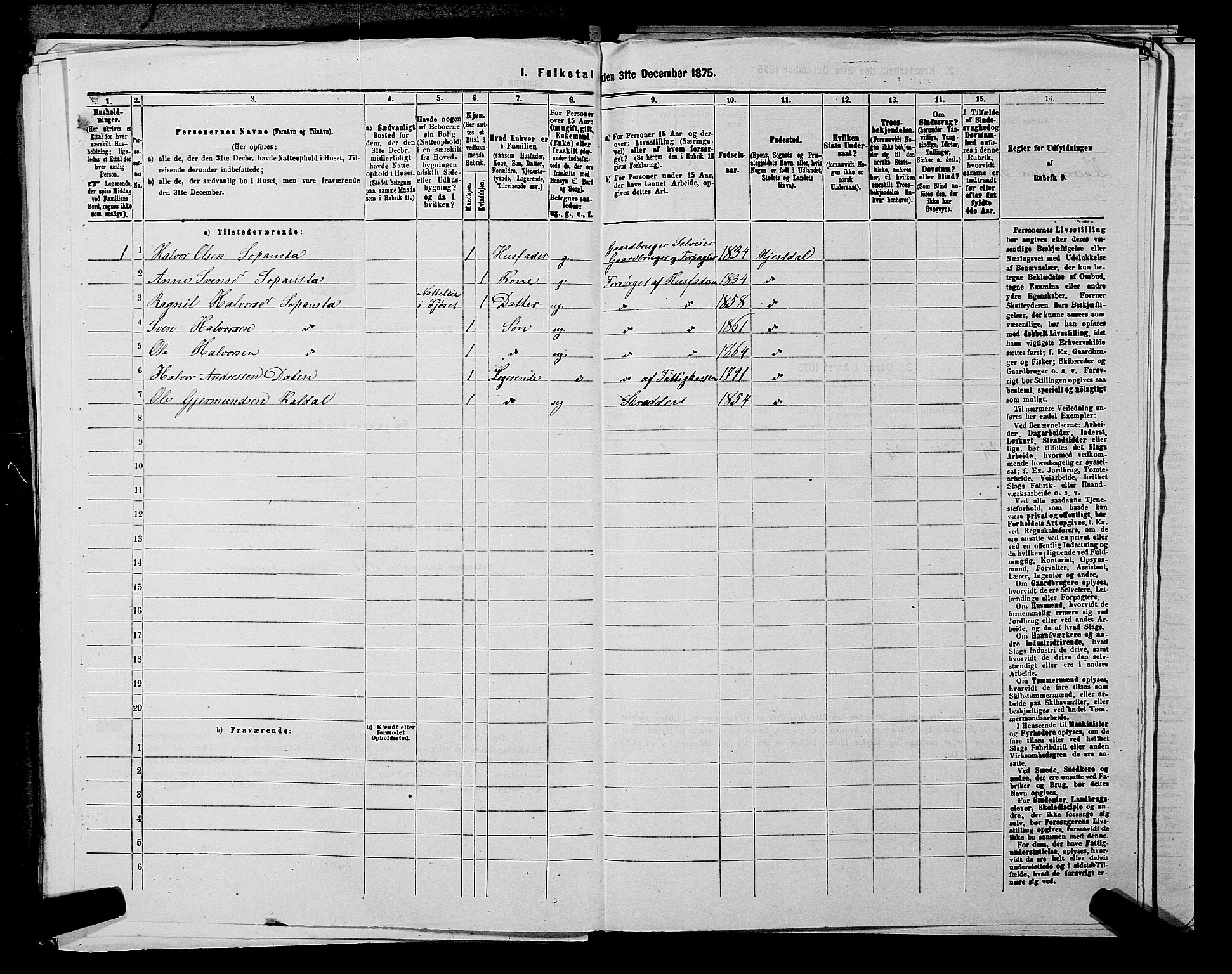 SAKO, 1875 census for 0827P Hjartdal, 1875, p. 300