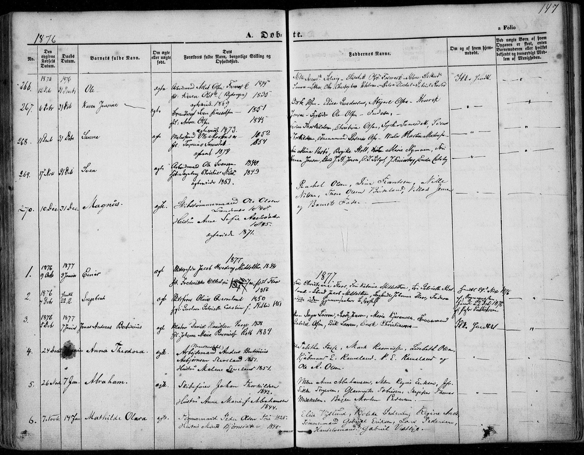 Domkirken sokneprestkontor, SAST/A-101812/001/30/30BA/L0022: Parish register (official) no. A 21, 1868-1877, p. 147