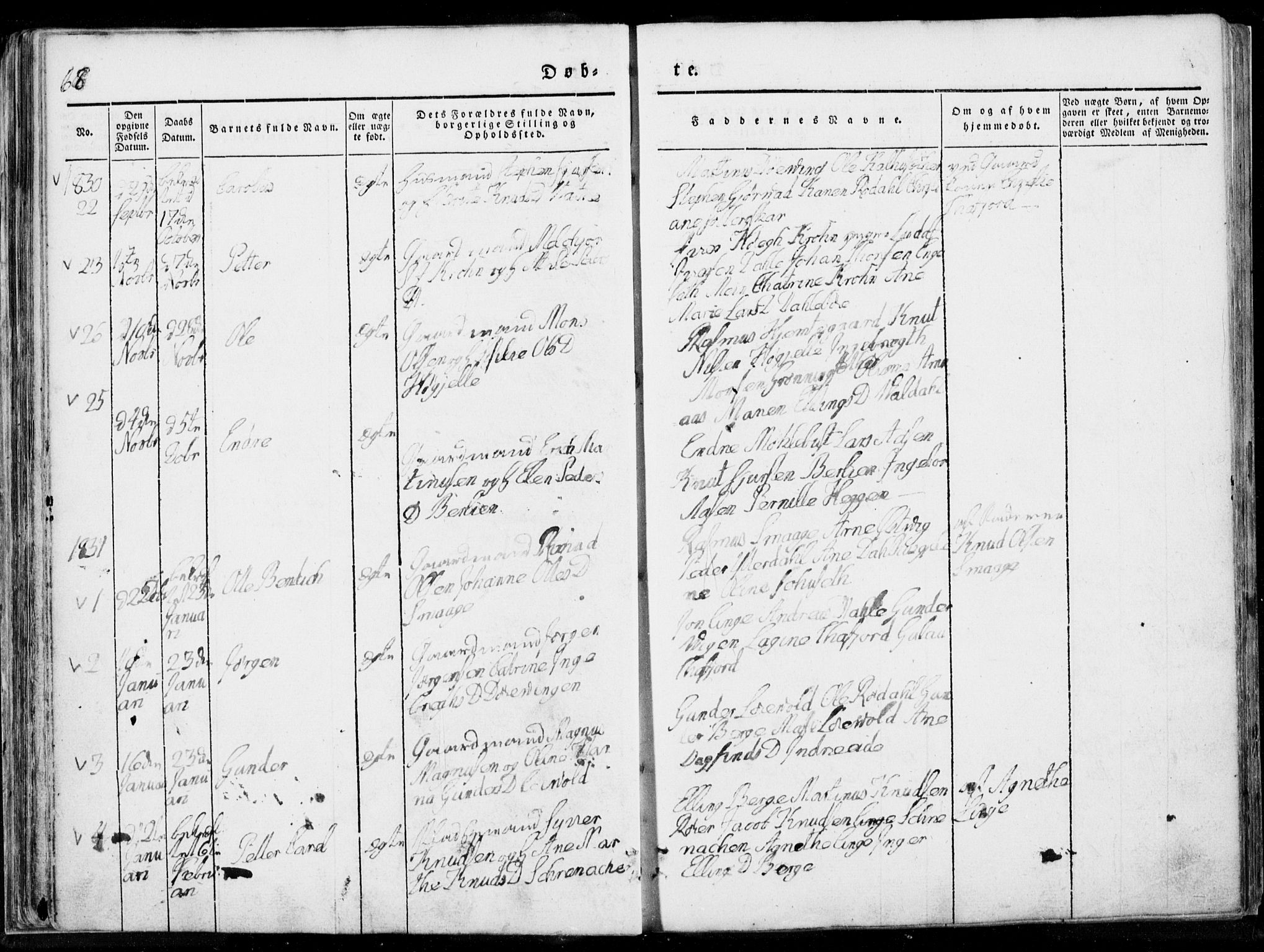 Ministerialprotokoller, klokkerbøker og fødselsregistre - Møre og Romsdal, AV/SAT-A-1454/519/L0247: Parish register (official) no. 519A06, 1827-1846, p. 68