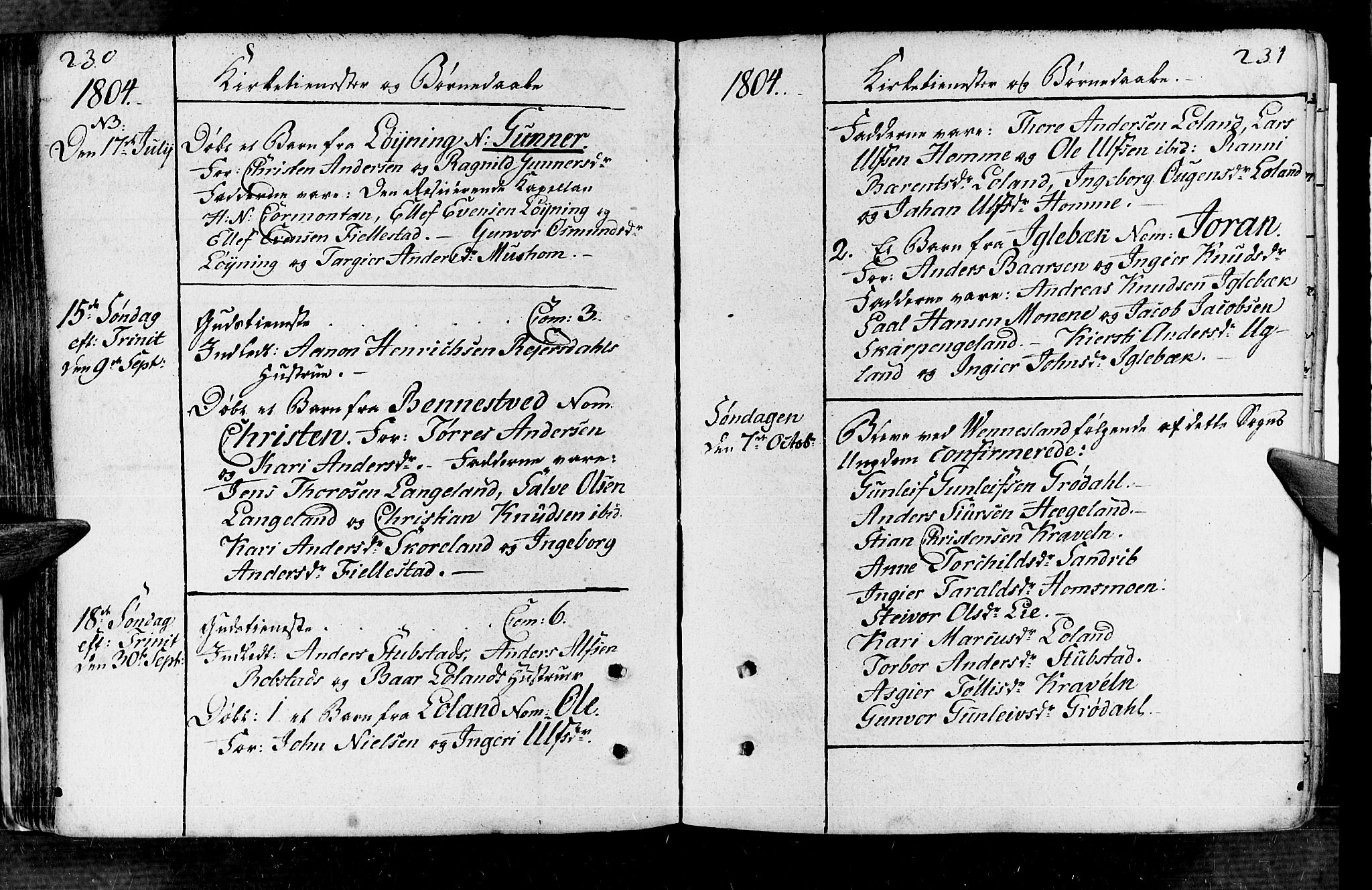 Vennesla sokneprestkontor, AV/SAK-1111-0045/Fa/Fac/L0002: Parish register (official) no. A 2, 1785-1834, p. 230-231