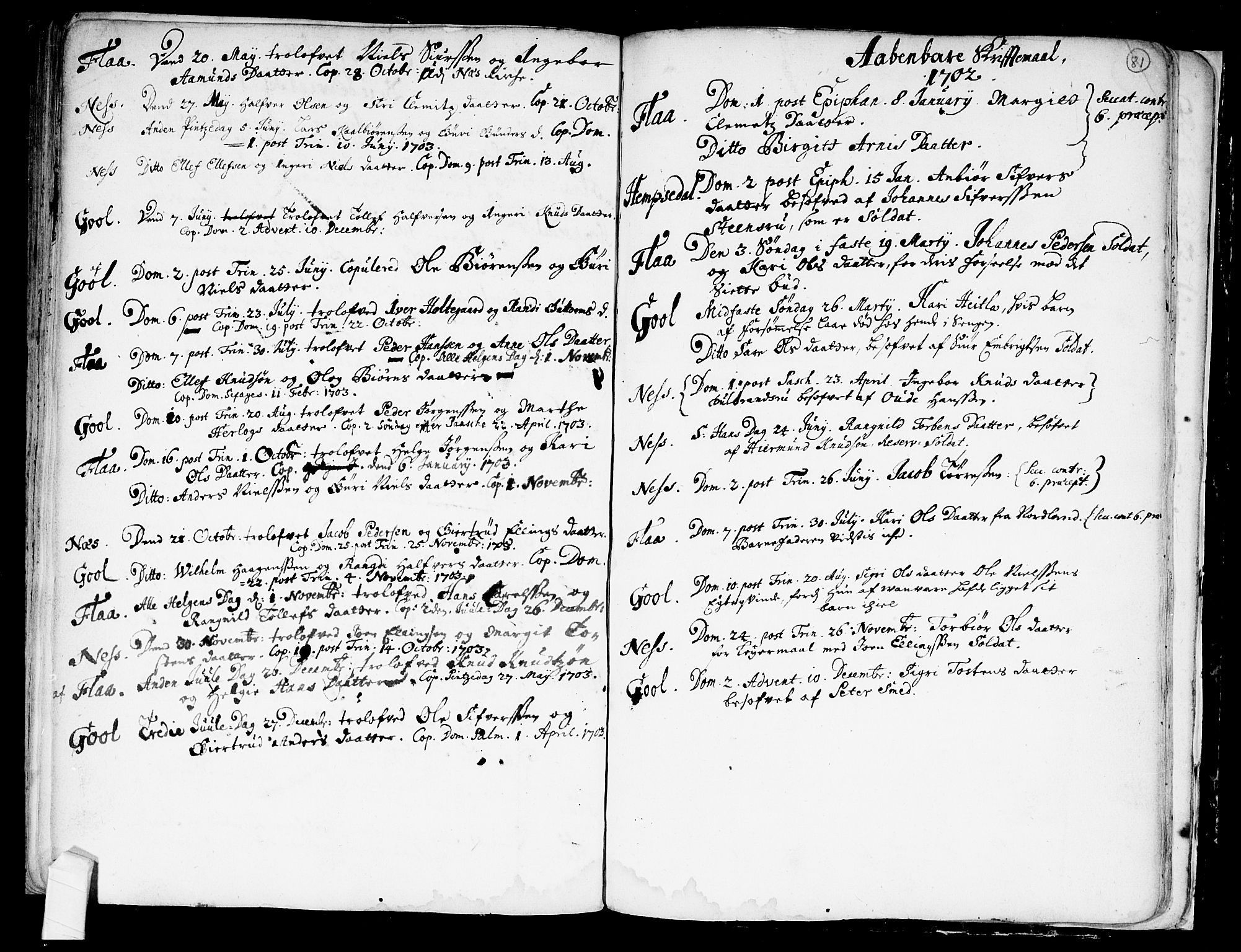 Nes kirkebøker, SAKO/A-236/F/Fa/L0001: Parish register (official) no. 1, 1693-1706, p. 81