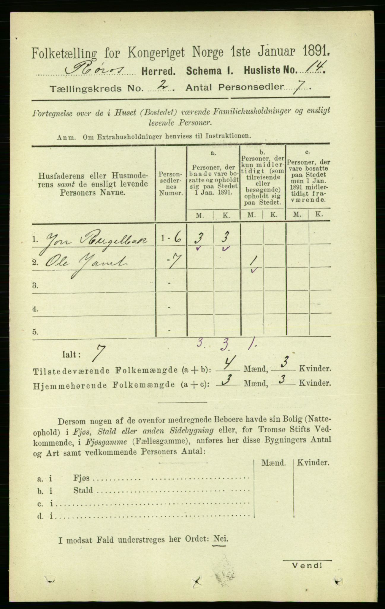 RA, 1891 census for 1640 Røros, 1891, p. 240