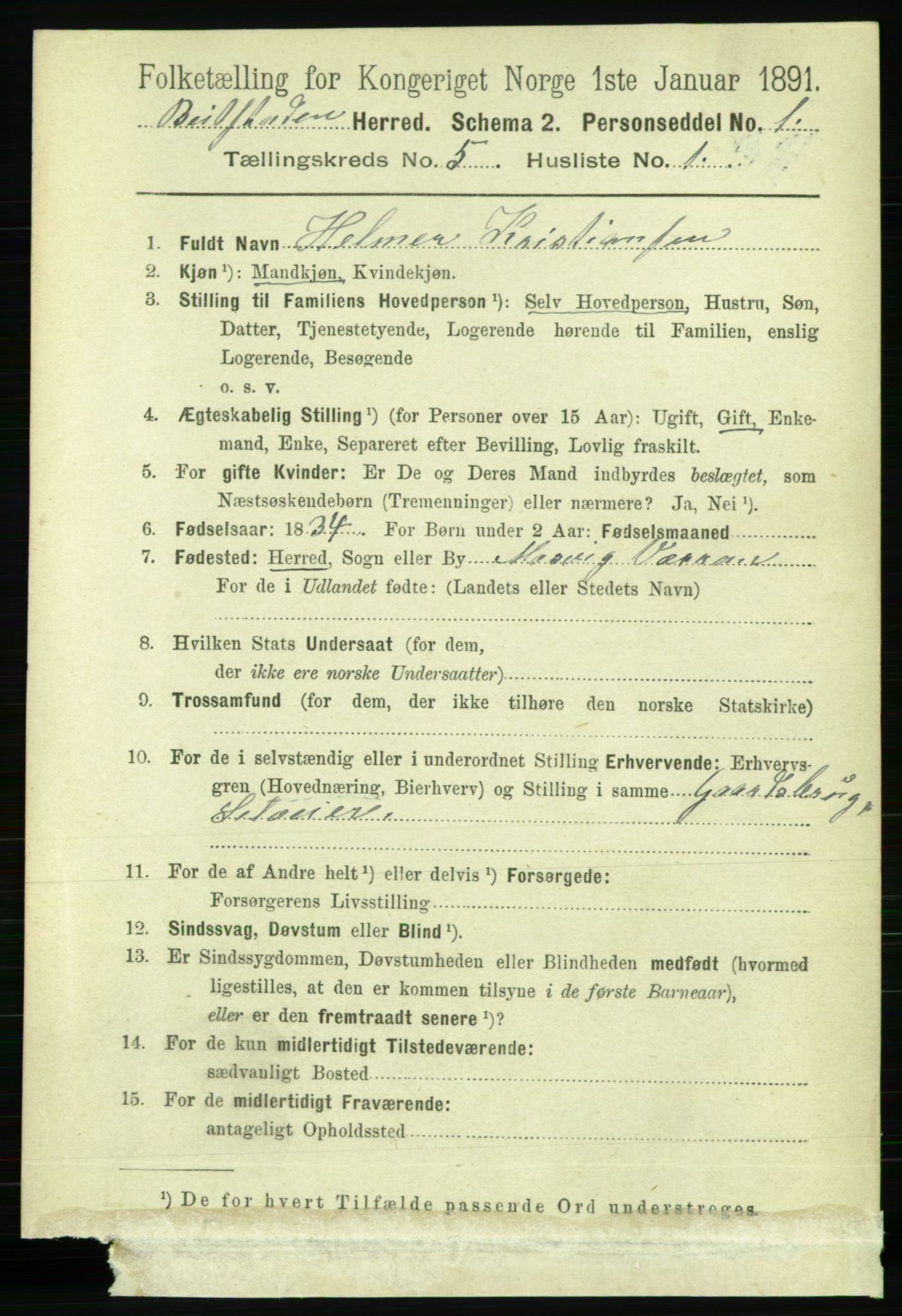 RA, 1891 census for 1727 Beitstad, 1891, p. 1245