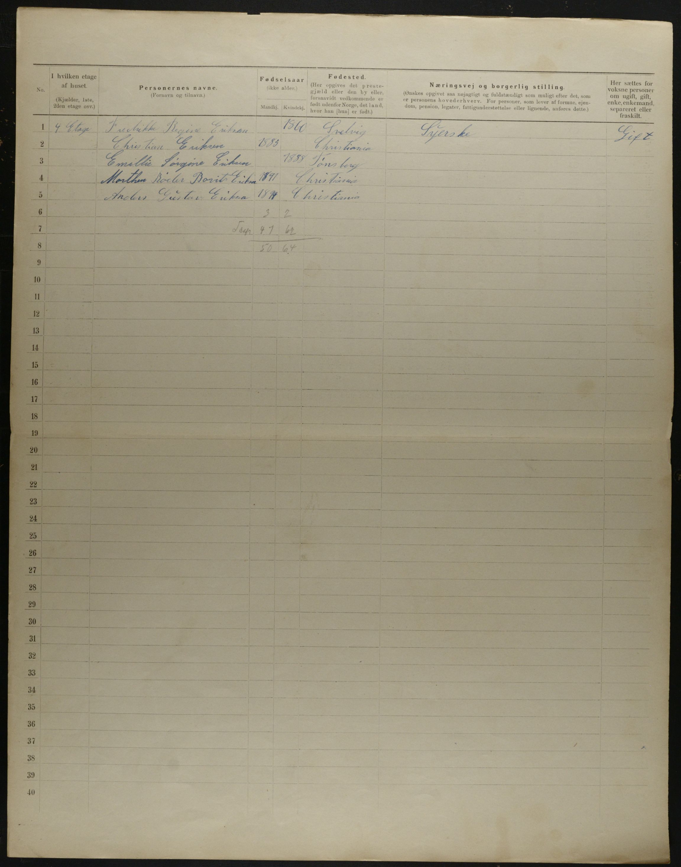 OBA, Municipal Census 1901 for Kristiania, 1901, p. 15059