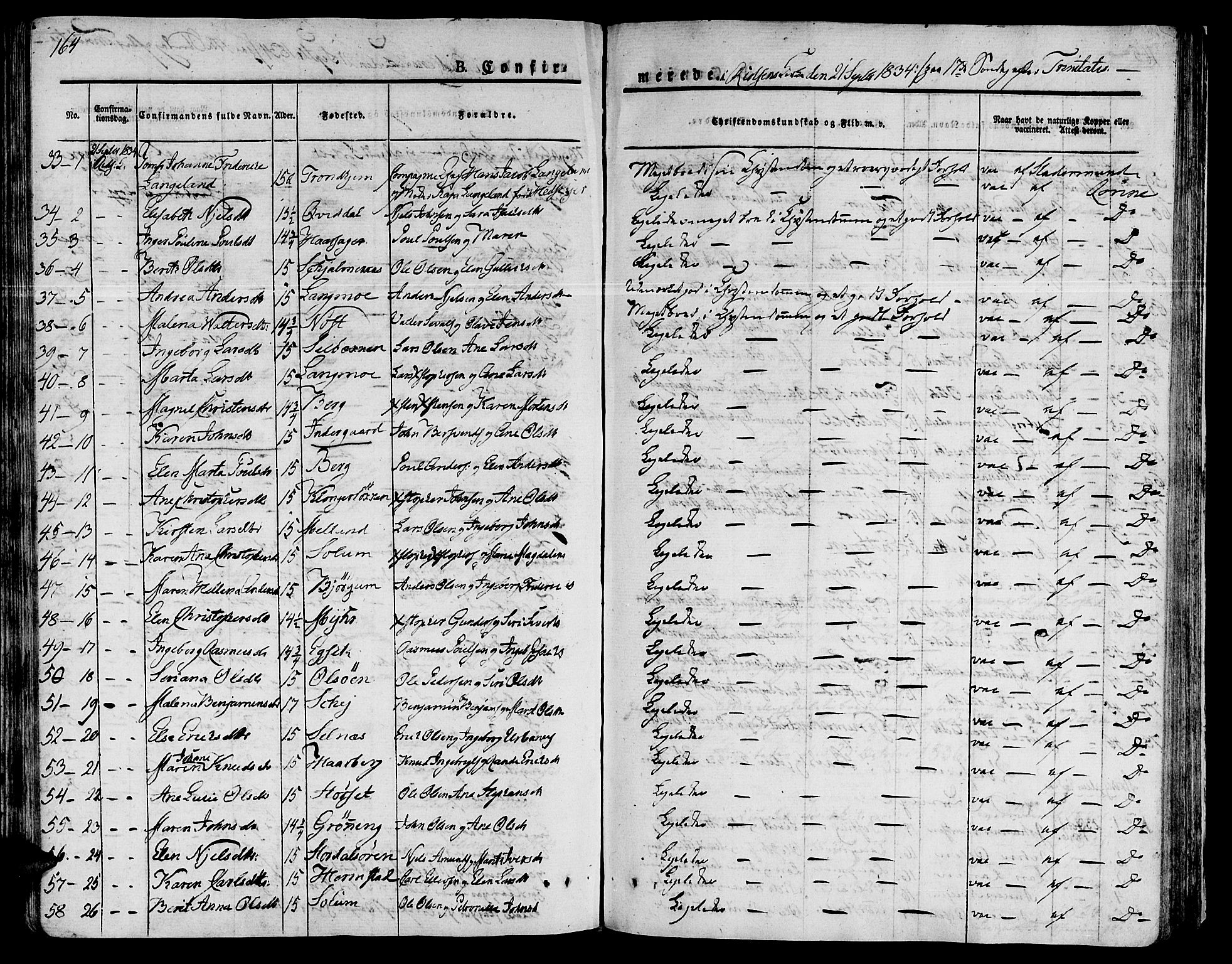 Ministerialprotokoller, klokkerbøker og fødselsregistre - Sør-Trøndelag, SAT/A-1456/646/L0609: Parish register (official) no. 646A07, 1826-1838, p. 164