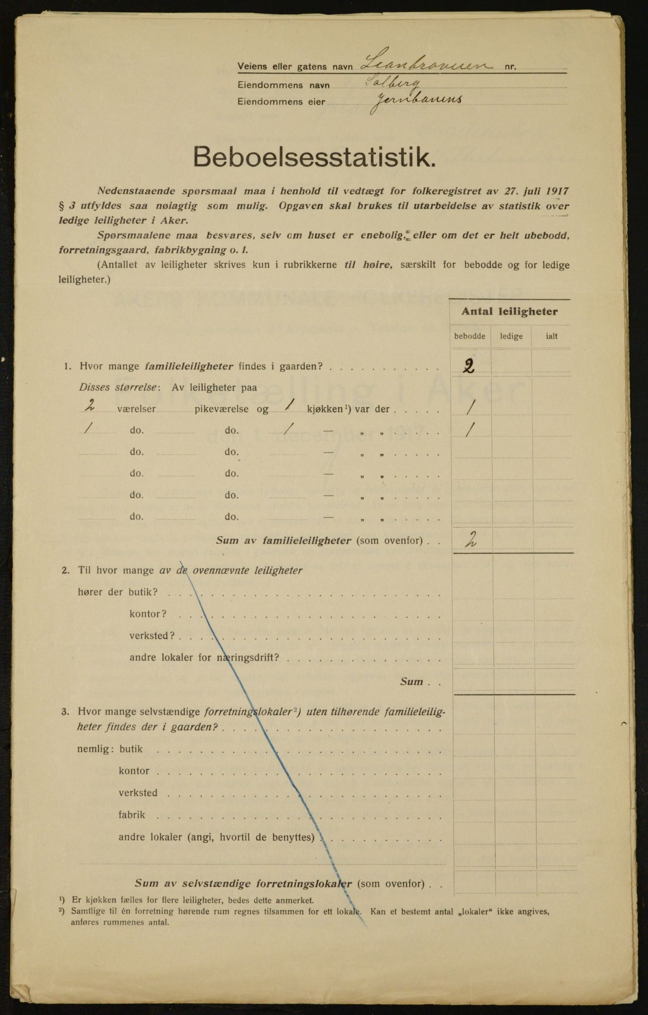 OBA, Municipal Census 1917 for Aker, 1917, p. 20157