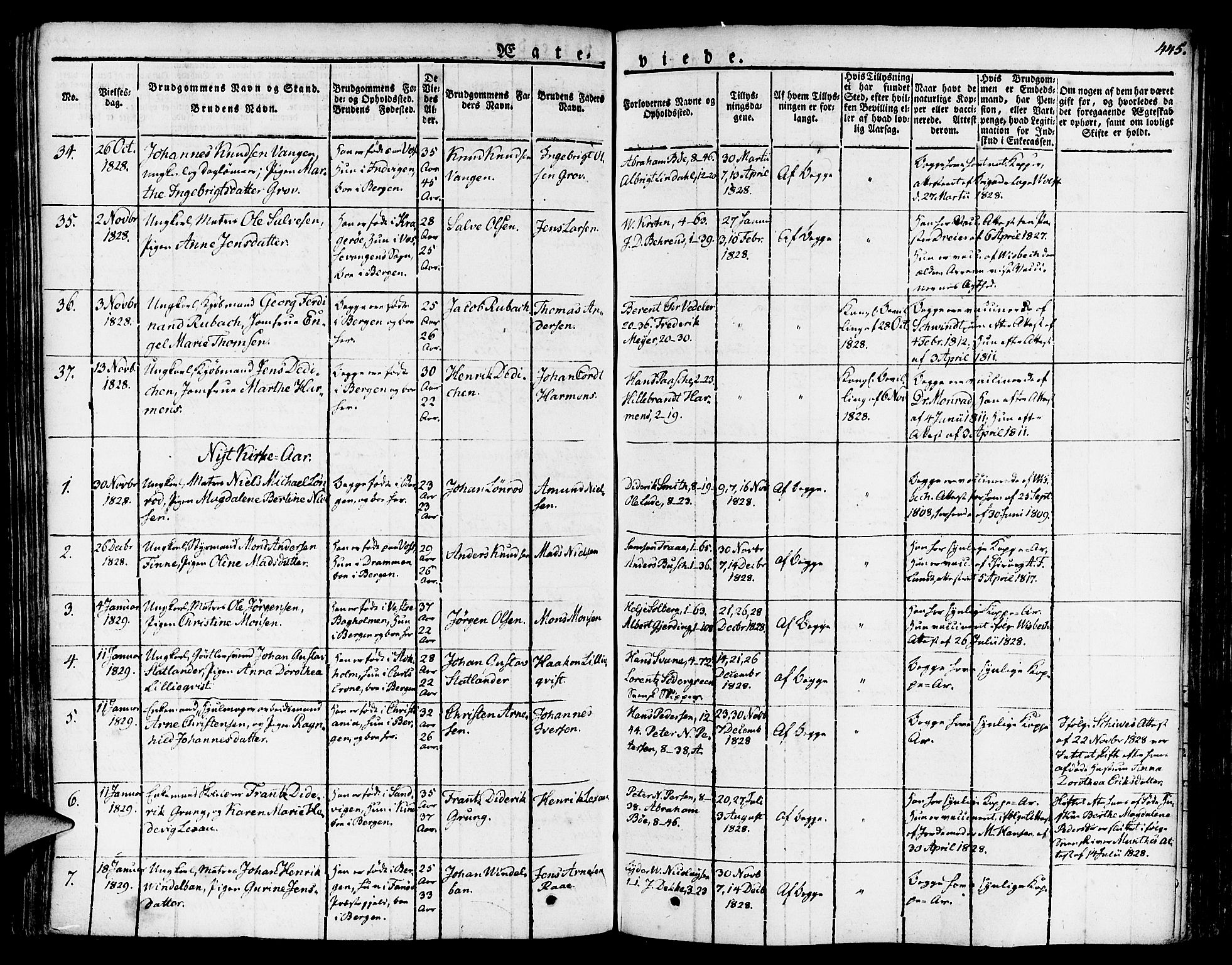 Nykirken Sokneprestembete, SAB/A-77101/H/Haa/L0012: Parish register (official) no. A 12, 1821-1844, p. 445