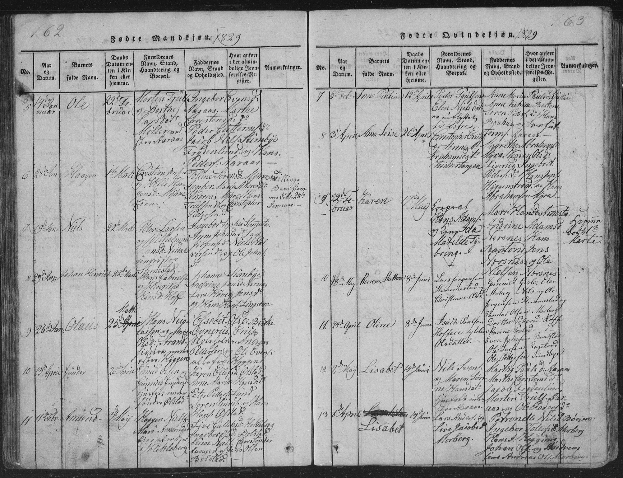 Røyken kirkebøker, AV/SAKO-A-241/G/Ga/L0003: Parish register (copy) no. 3, 1814-1856, p. 162-163