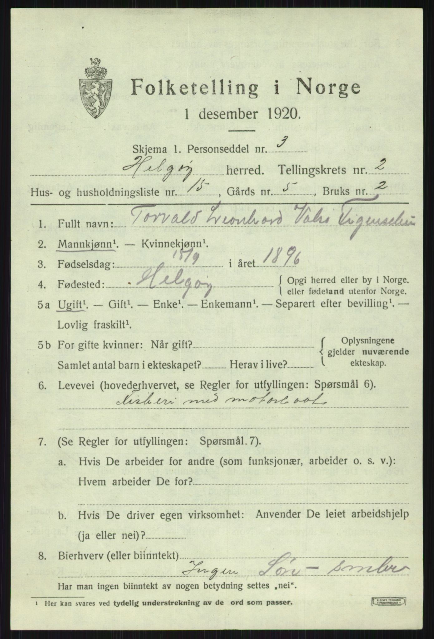 SATØ, 1920 census for Helgøy, 1920, p. 1381