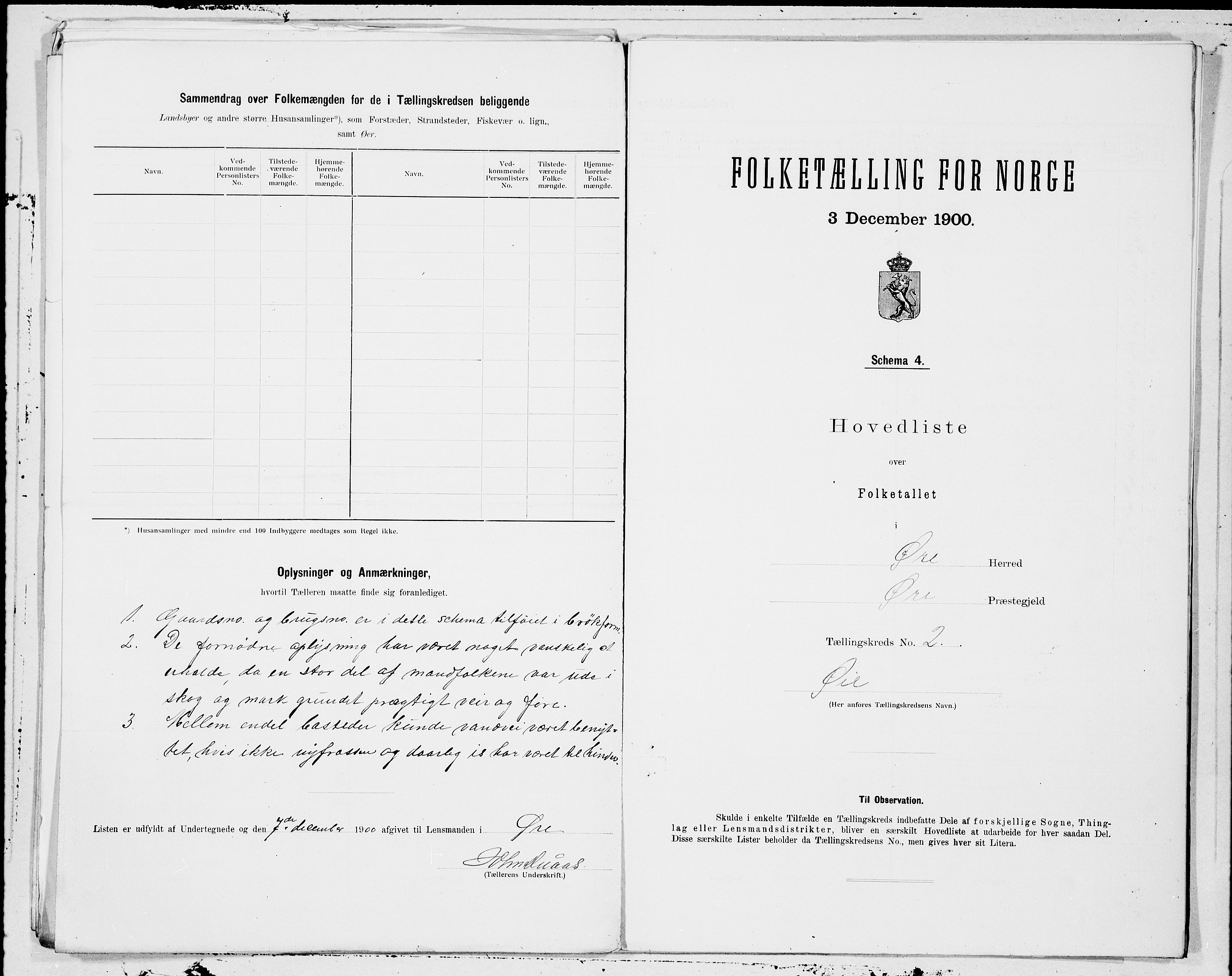 SAT, 1900 census for Øre, 1900, p. 4