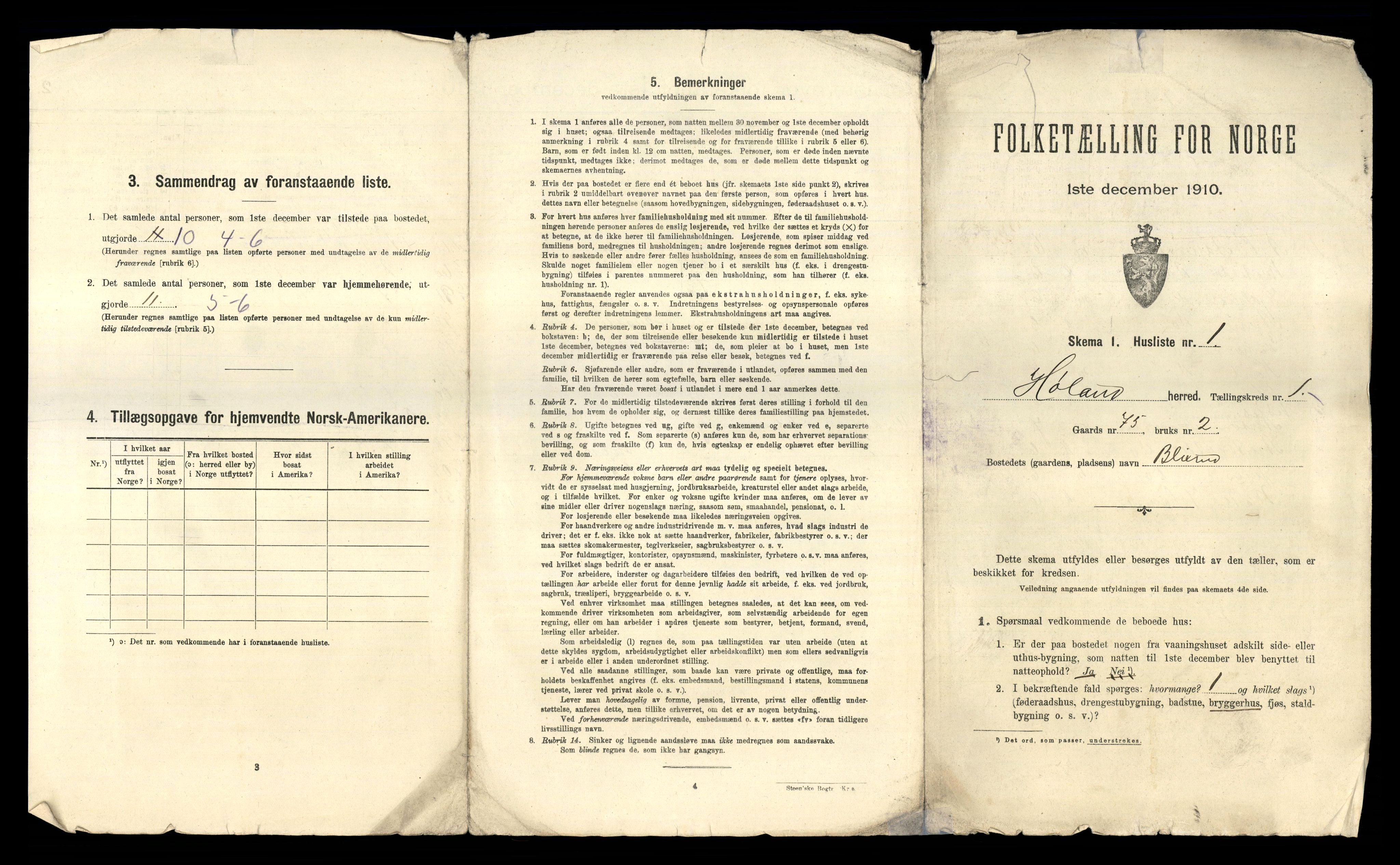 RA, 1910 census for Høland, 1910, p. 53