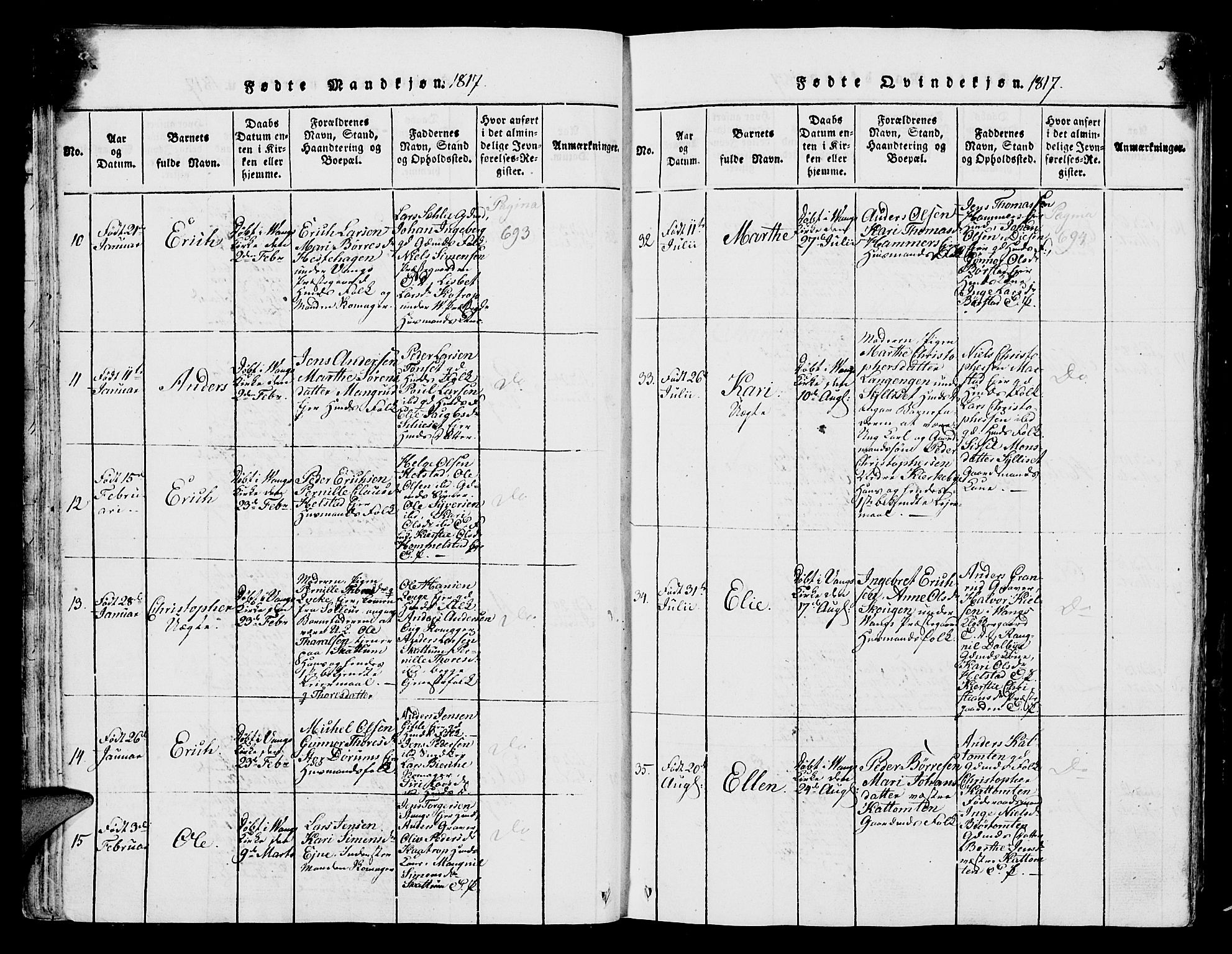 Vang prestekontor, Hedmark, AV/SAH-PREST-008/H/Ha/Hab/L0004: Parish register (copy) no. 4, 1813-1827, p. 57-58