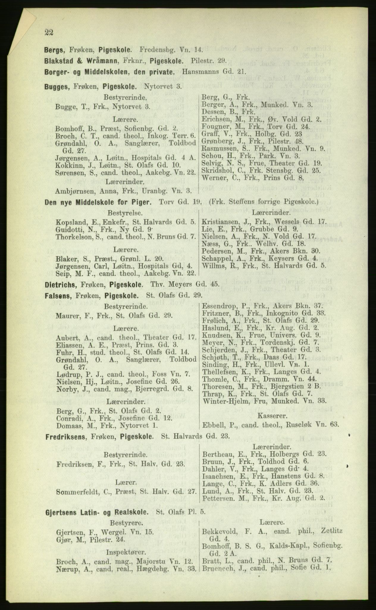 Kristiania/Oslo adressebok, PUBL/-, 1883, p. 22