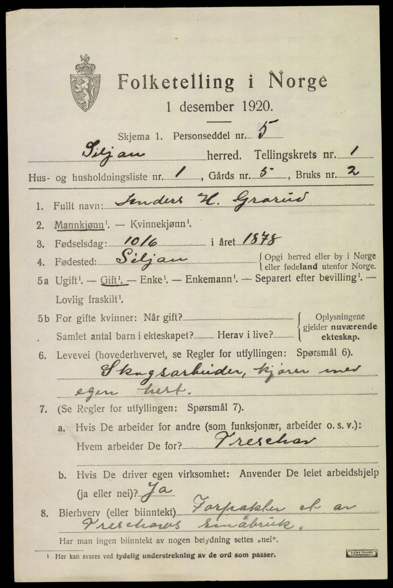 SAKO, 1920 census for Siljan, 1920, p. 443