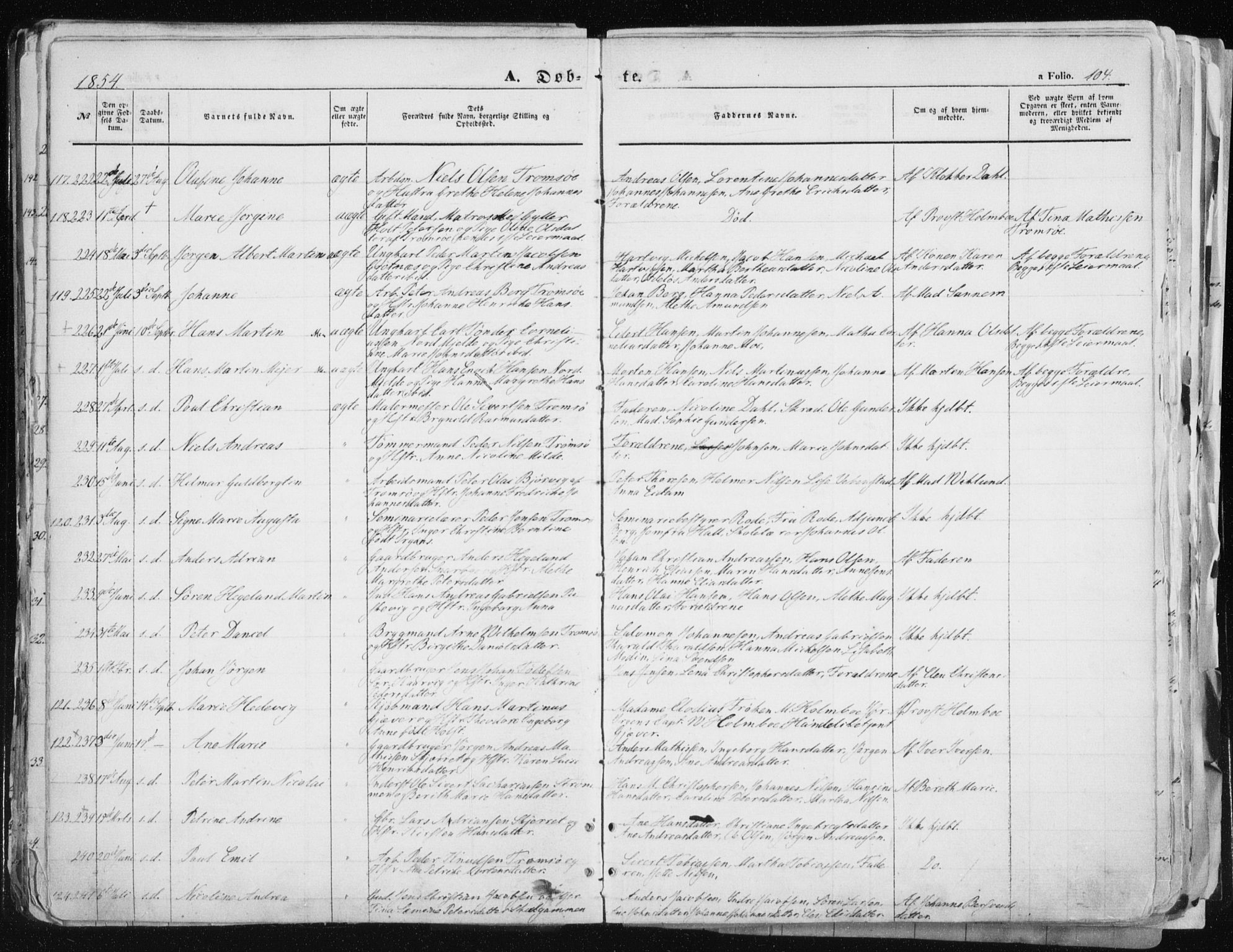 Tromsø sokneprestkontor/stiftsprosti/domprosti, SATØ/S-1343/G/Ga/L0010kirke: Parish register (official) no. 10, 1848-1855, p. 104