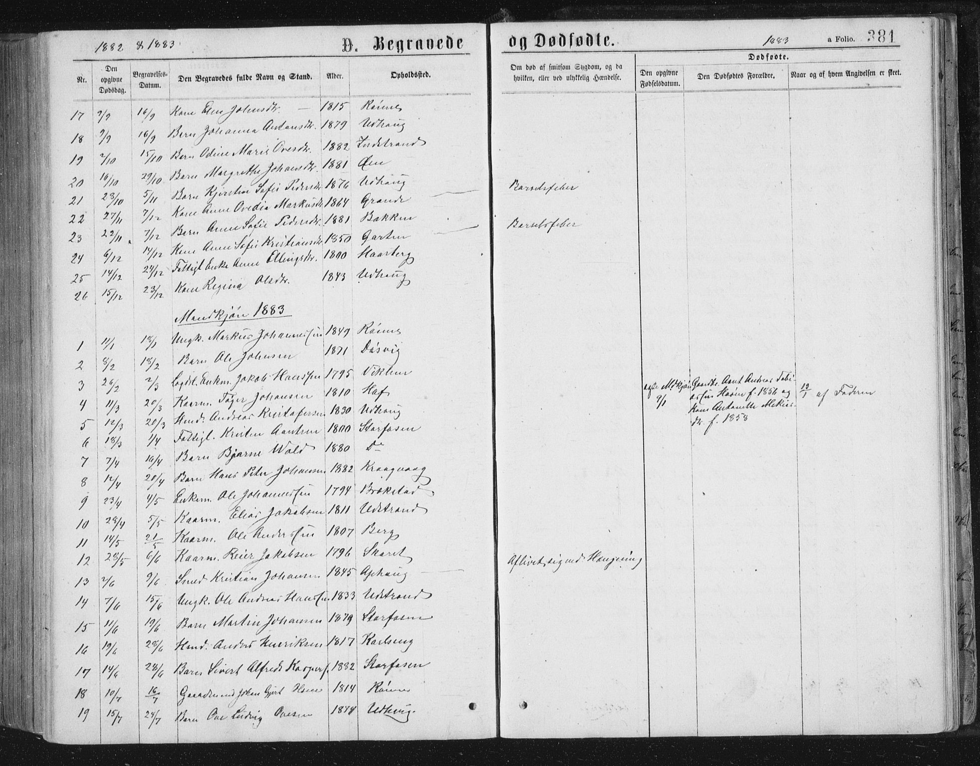 Ministerialprotokoller, klokkerbøker og fødselsregistre - Sør-Trøndelag, SAT/A-1456/659/L0745: Parish register (copy) no. 659C02, 1869-1892, p. 381