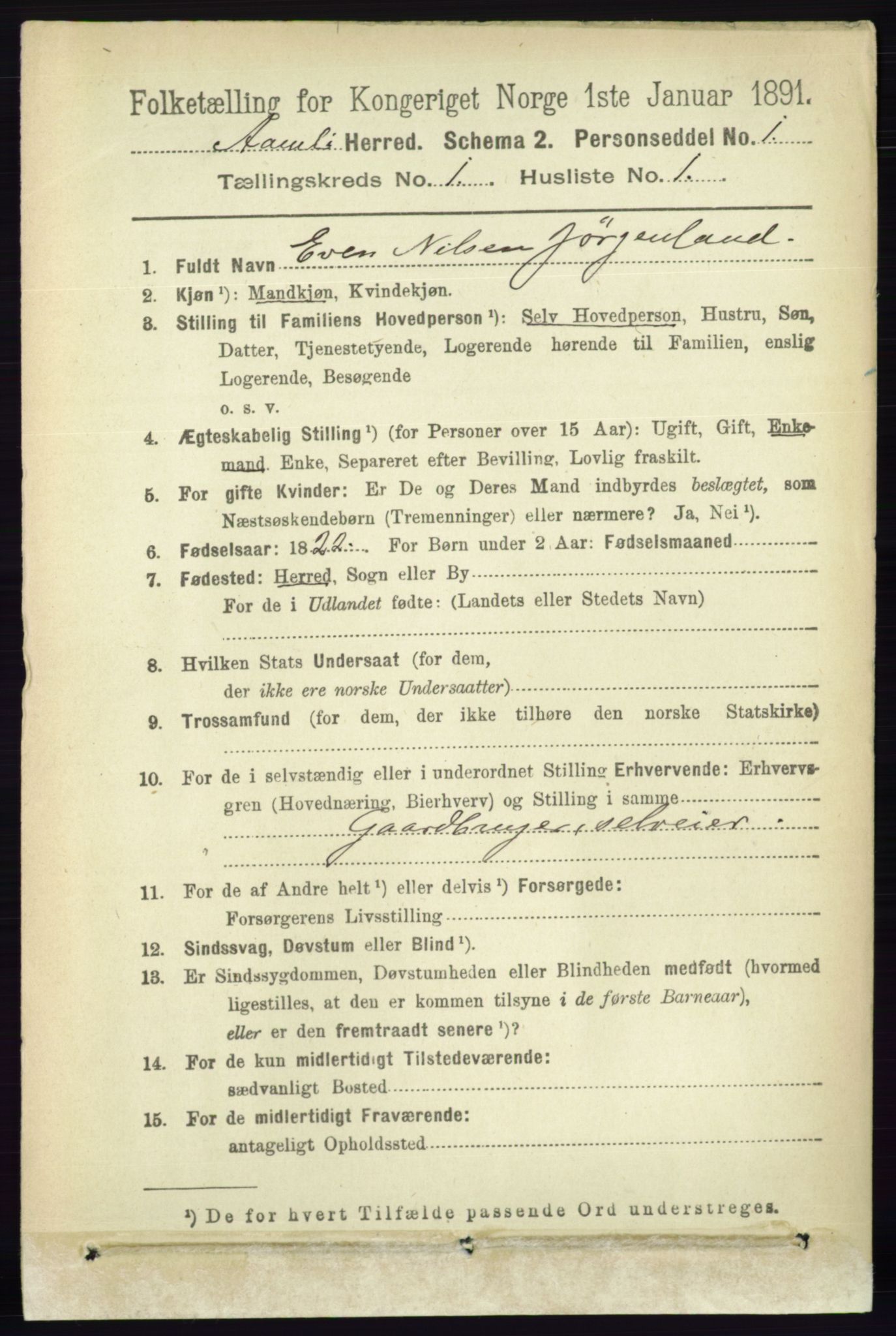 RA, 1891 census for 0929 Åmli, 1891, p. 59