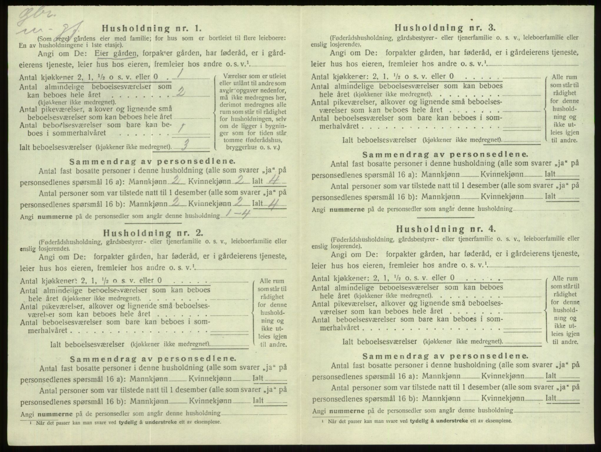 SAB, 1920 census for Gloppen, 1920, p. 840