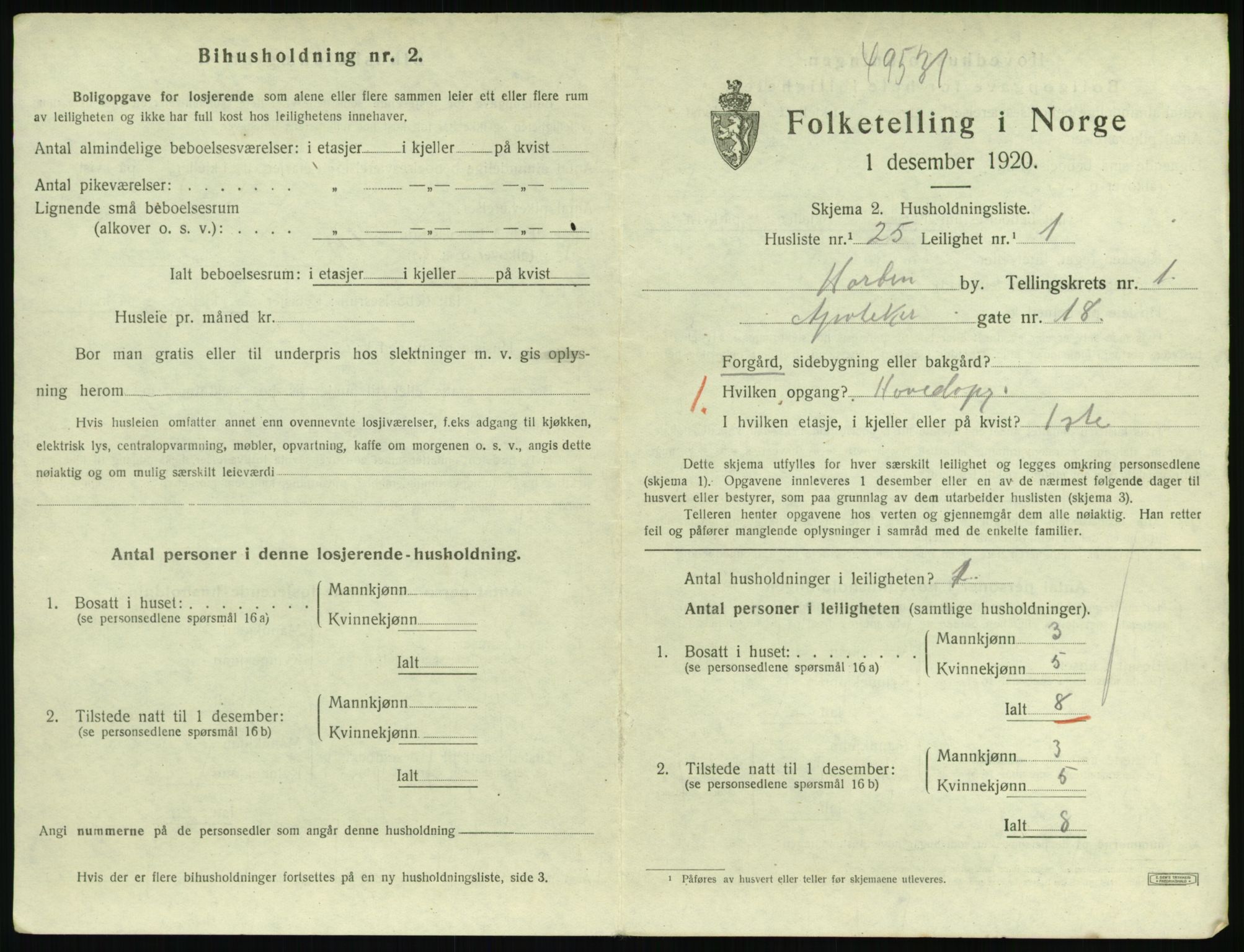 SAKO, 1920 census for Horten, 1920, p. 3005