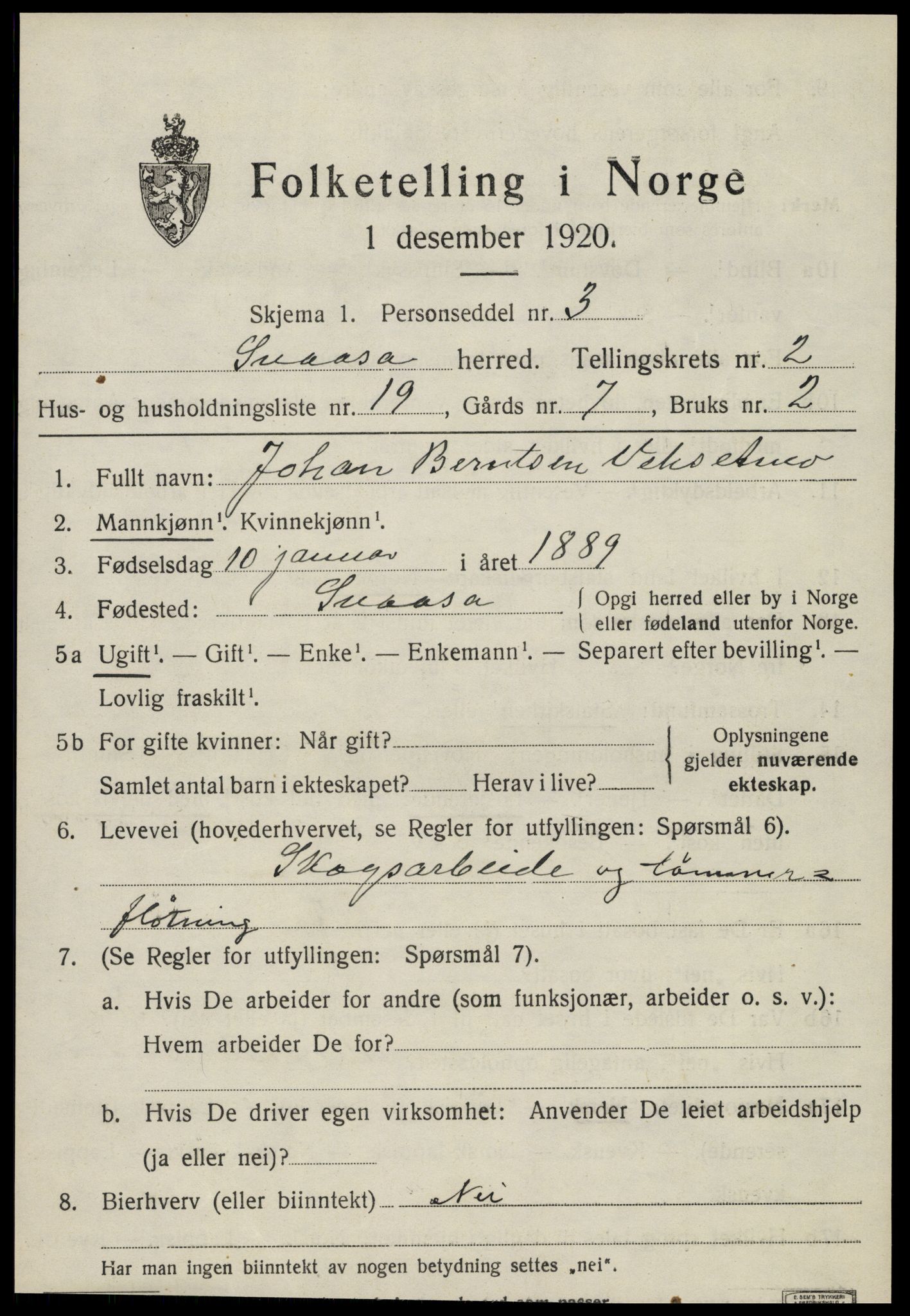 SAT, 1920 census for Snåsa, 1920, p. 1400