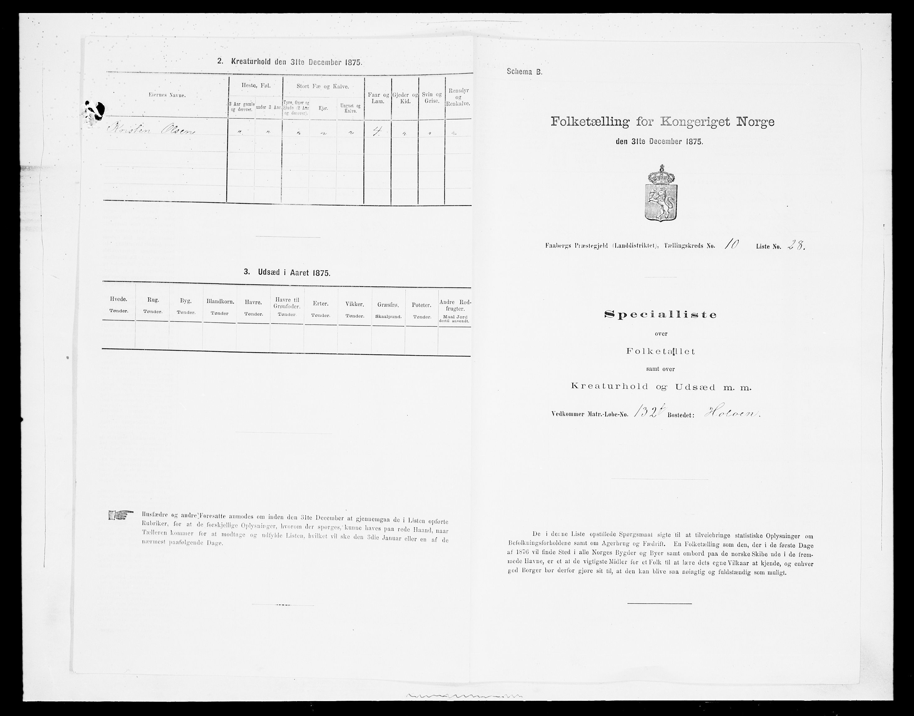 SAH, 1875 census for 0524L Fåberg/Fåberg og Lillehammer, 1875, p. 1266