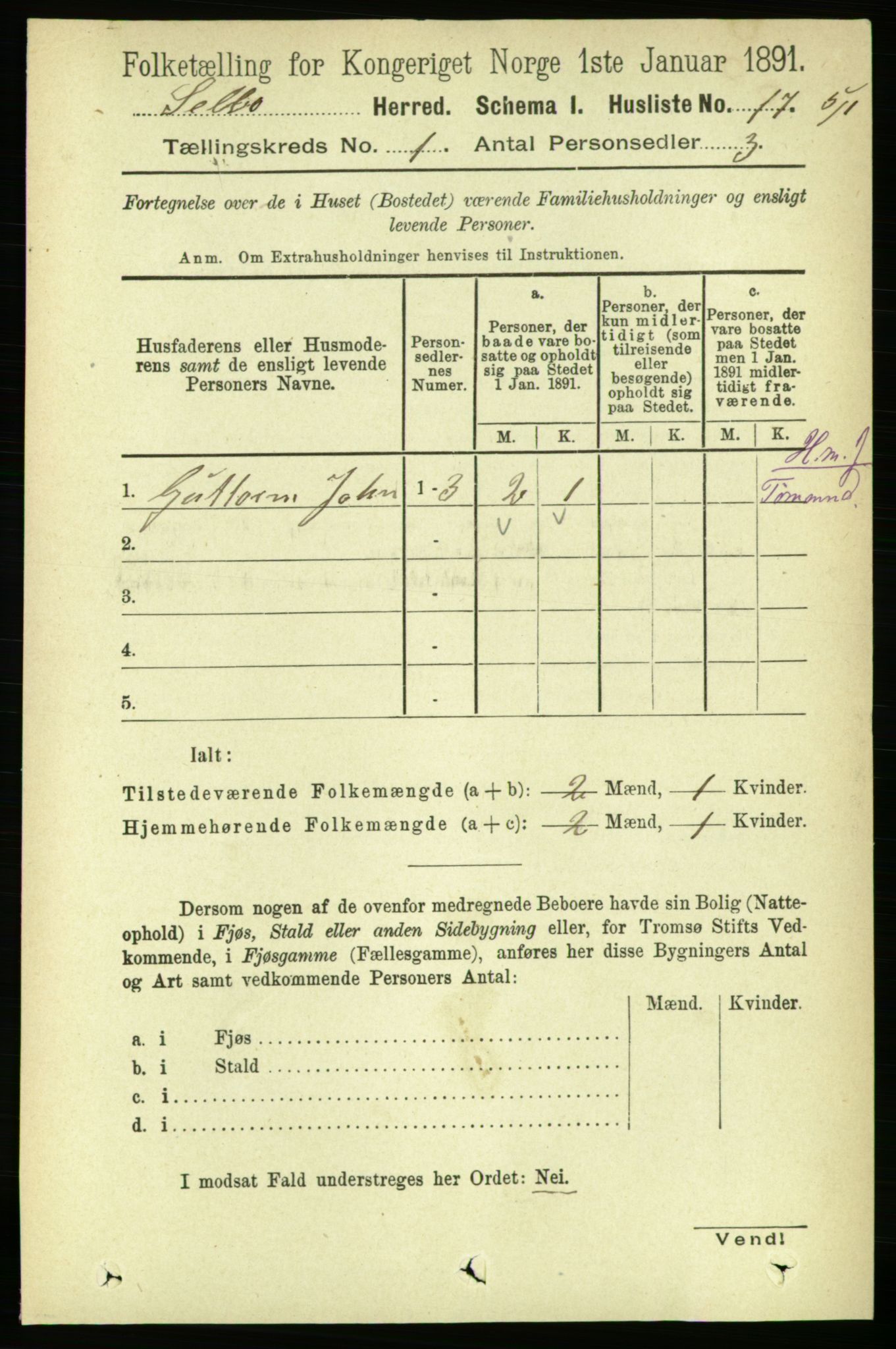 RA, 1891 census for 1664 Selbu, 1891, p. 61