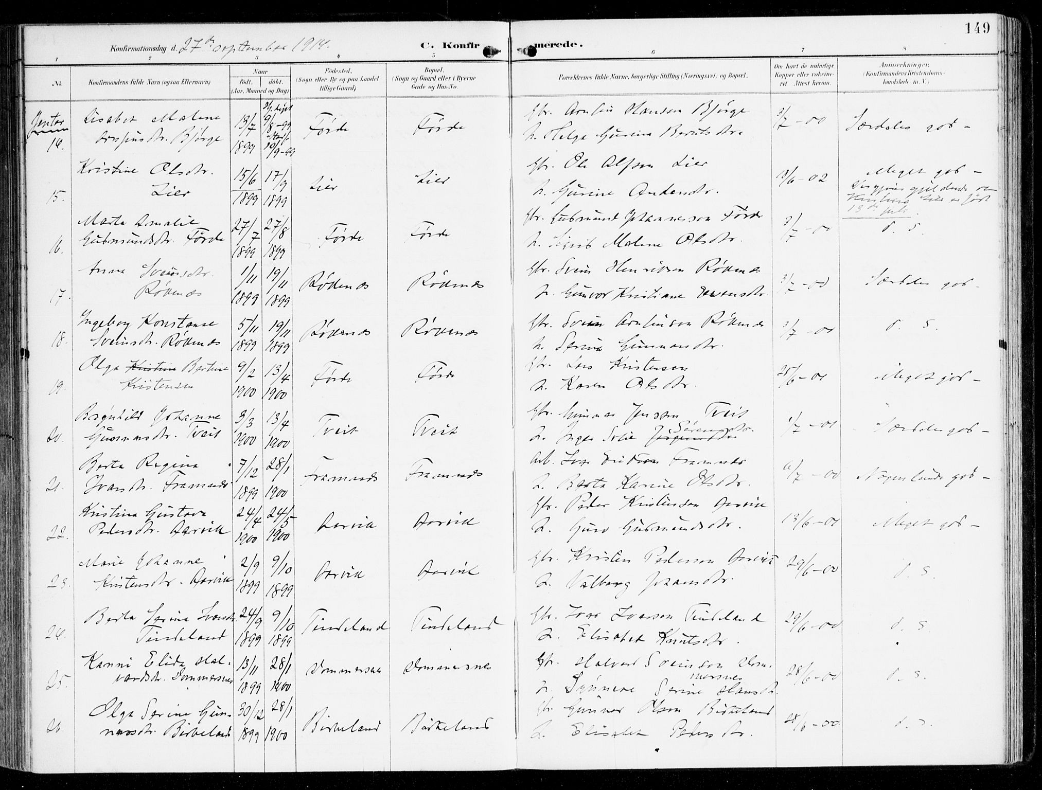 Sveio Sokneprestembete, SAB/A-78501/H/Haa: Parish register (official) no. D 2, 1894-1916, p. 149