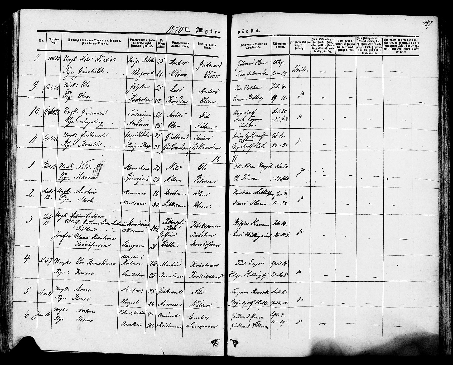 Ådal kirkebøker, SAKO/A-248/F/Fa/L0001: Parish register (official) no. I 1, 1857-1883, p. 487