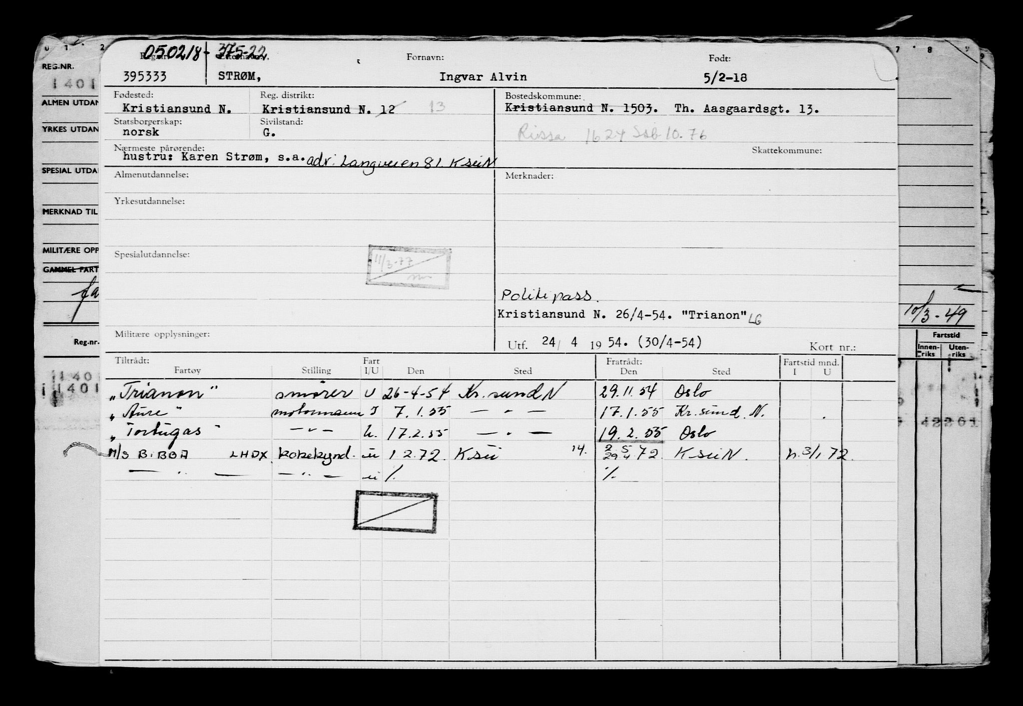 Direktoratet for sjømenn, AV/RA-S-3545/G/Gb/L0155: Hovedkort, 1918, p. 349