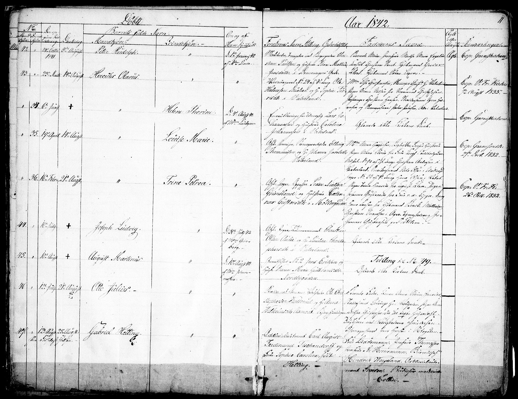 Garnisonsmenigheten Kirkebøker, SAO/A-10846/F/Fa/L0008: Parish register (official) no. 8, 1842-1859, p. 11